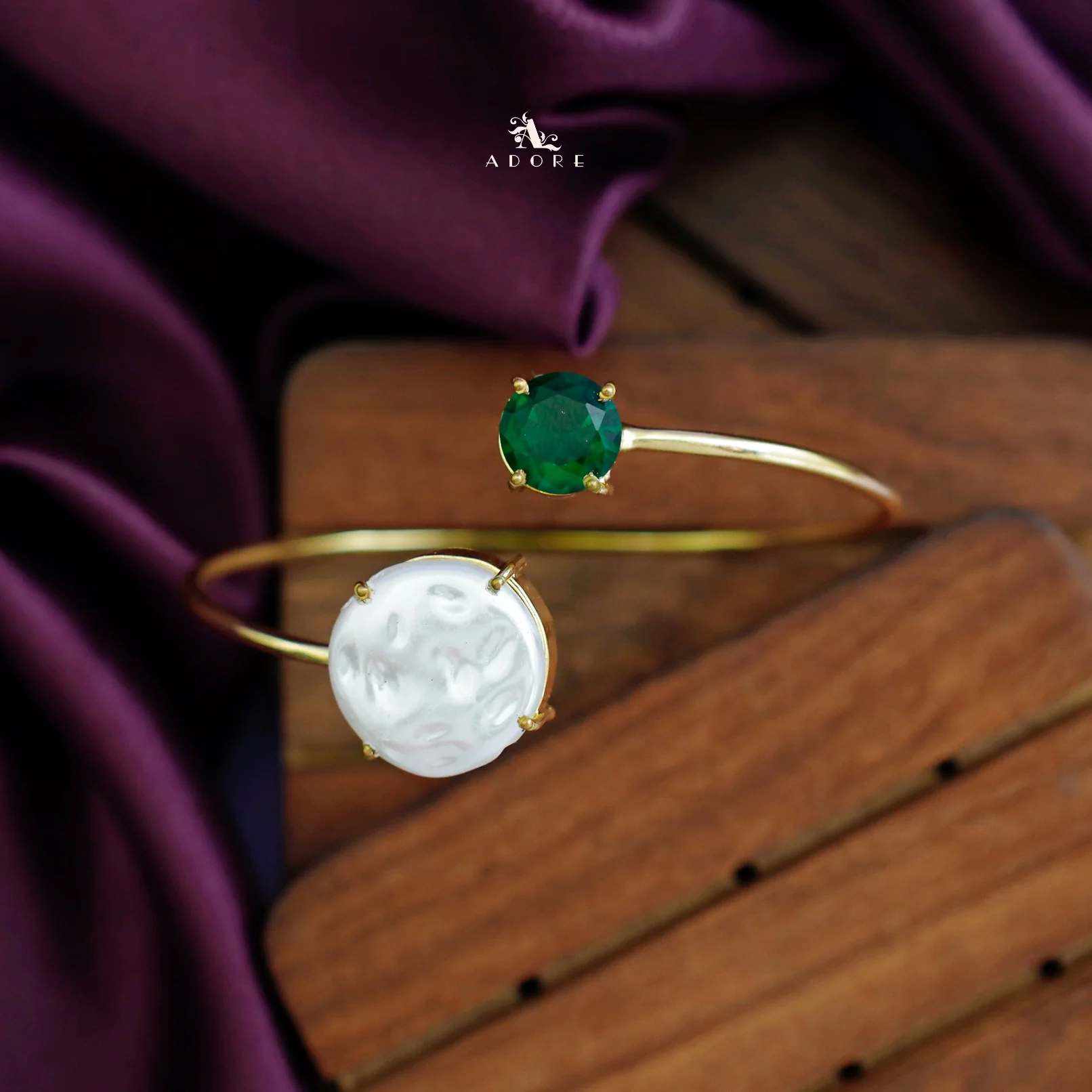 Elisa Round Baroque Glossy Stone Bangle - Image 7