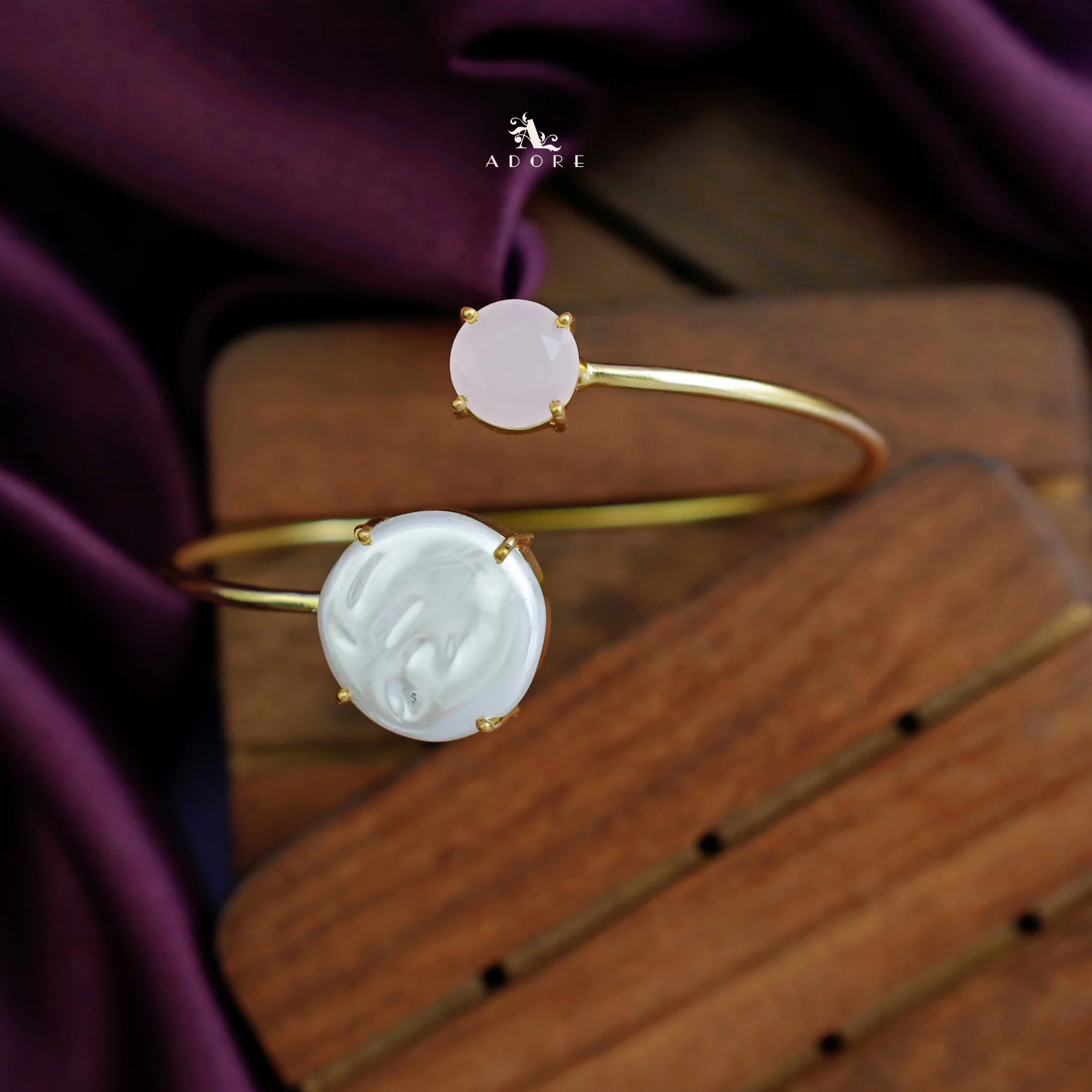 Elisa Round Baroque Glossy Stone Bangle - Image 8