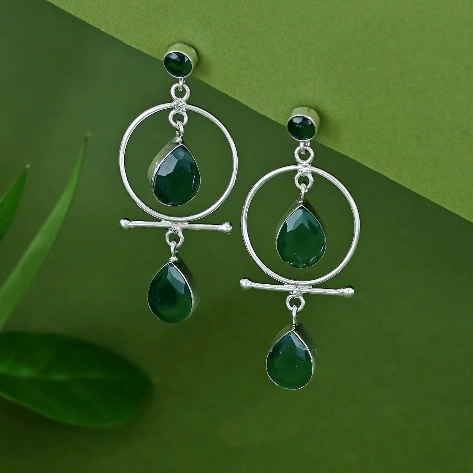 Elodia Circle Dual Glossy Drop Earring - Image 3
