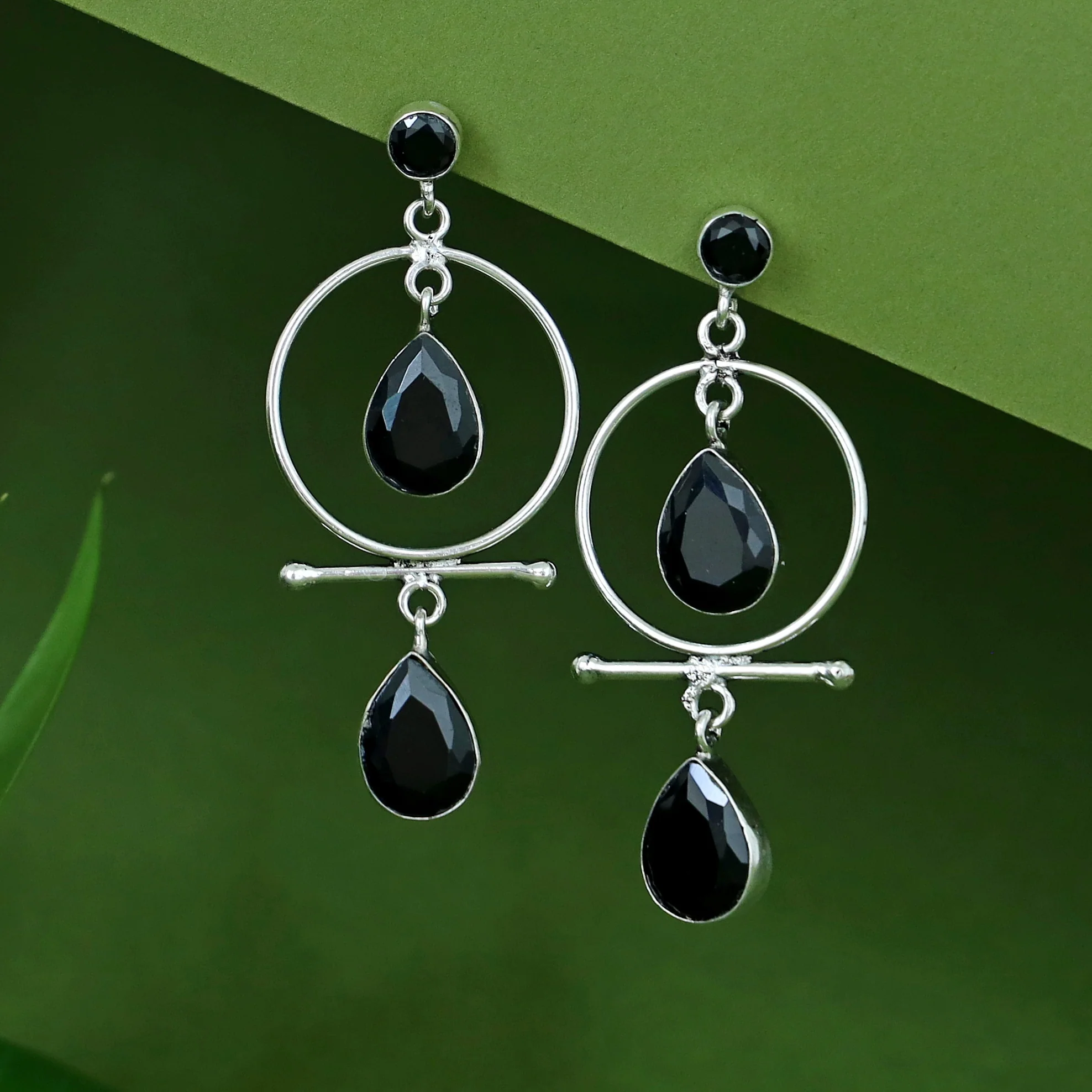 Elodia Circle Dual Glossy Drop Earring - Image 4