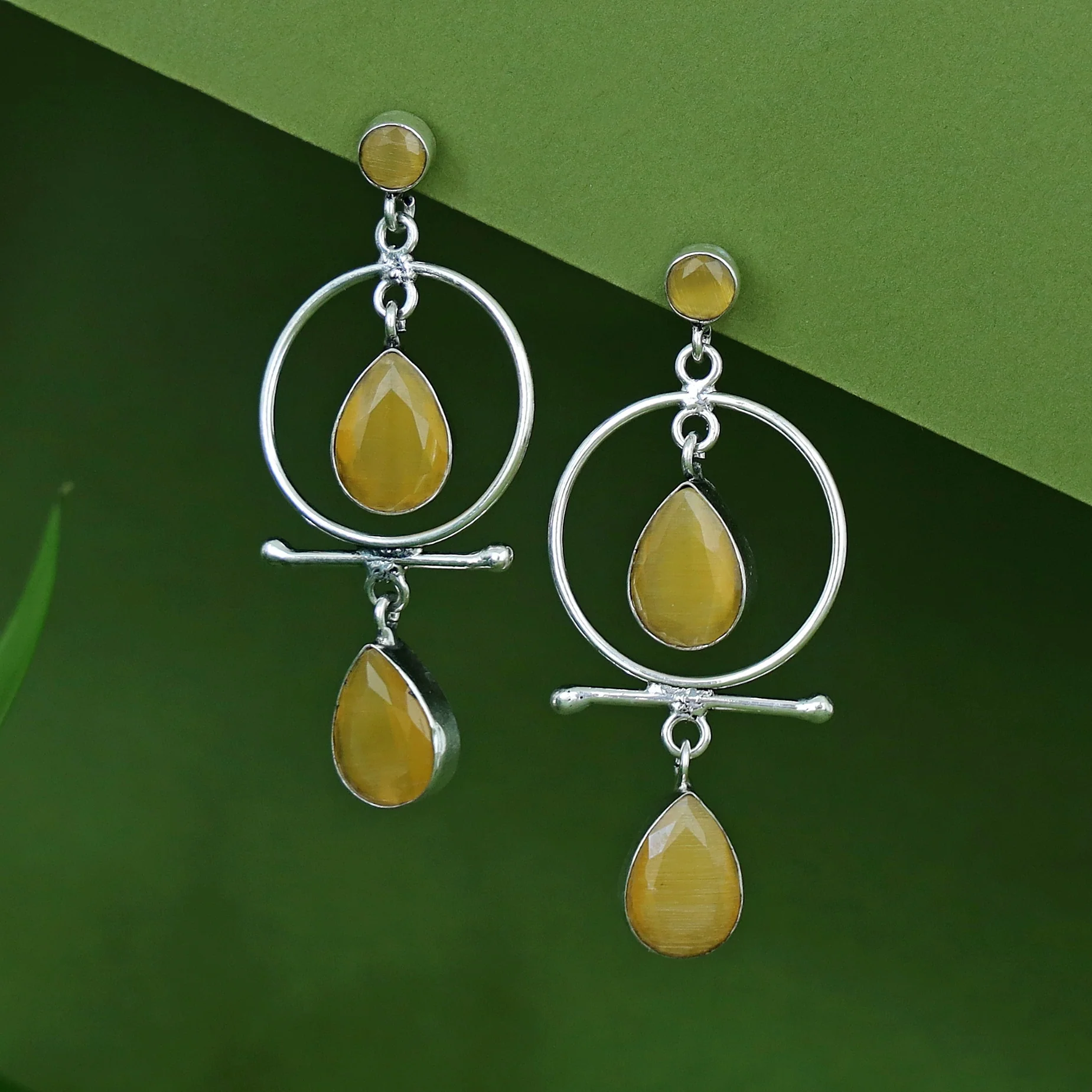 Elodia Circle Dual Glossy Drop Earring - Image 5