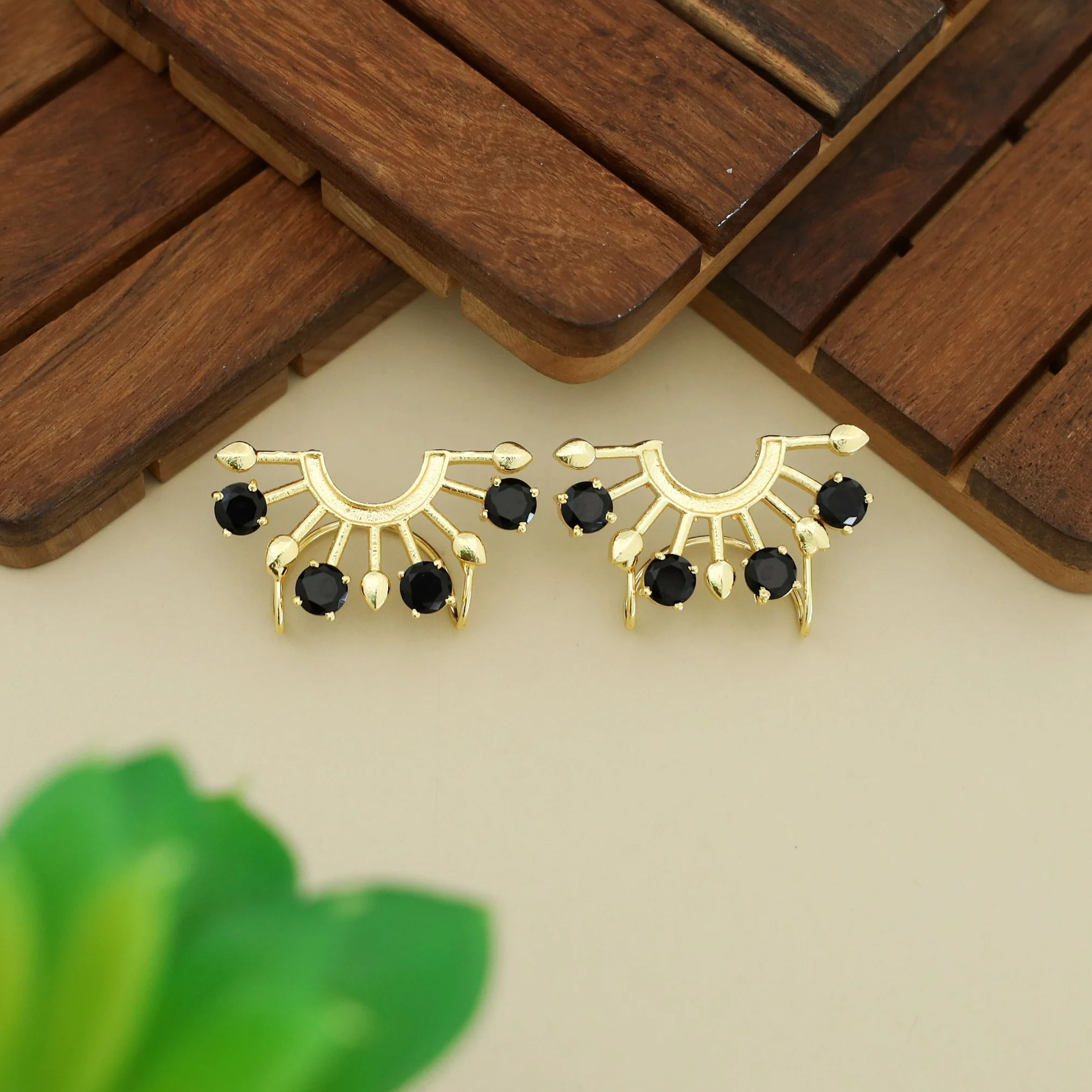 Elsie Half Circle Glossy Rays Ear-Cuff (Set Of 2) - Image 3