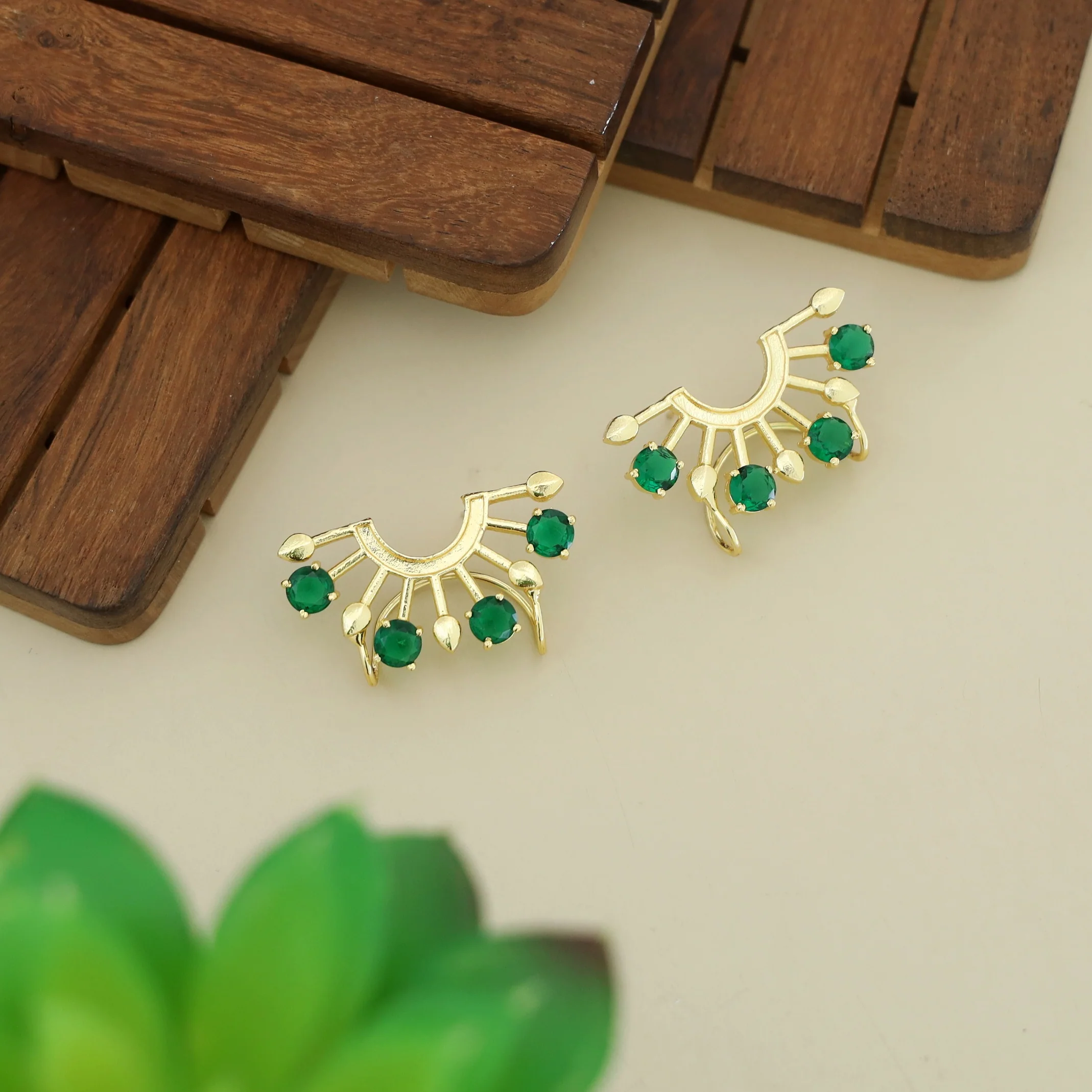 Elsie Half Circle Glossy Rays Ear-Cuff (Set Of 2) - Image 4