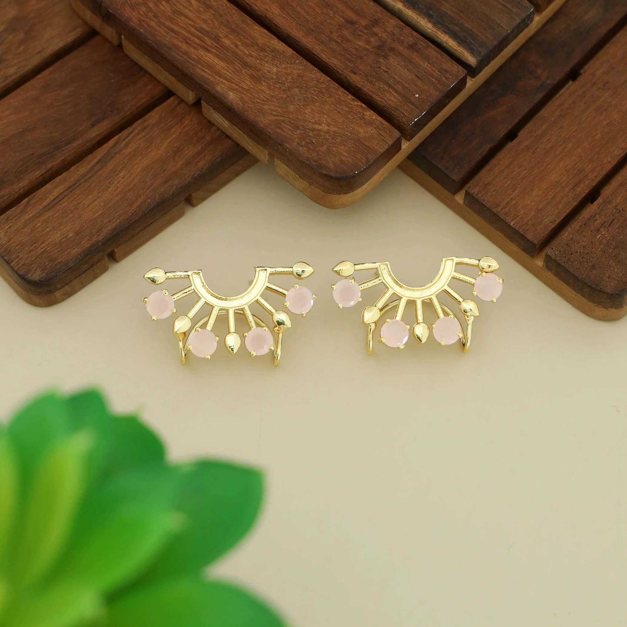 Elsie Half Circle Glossy Rays Ear-Cuff (Set Of 2) - Image 6