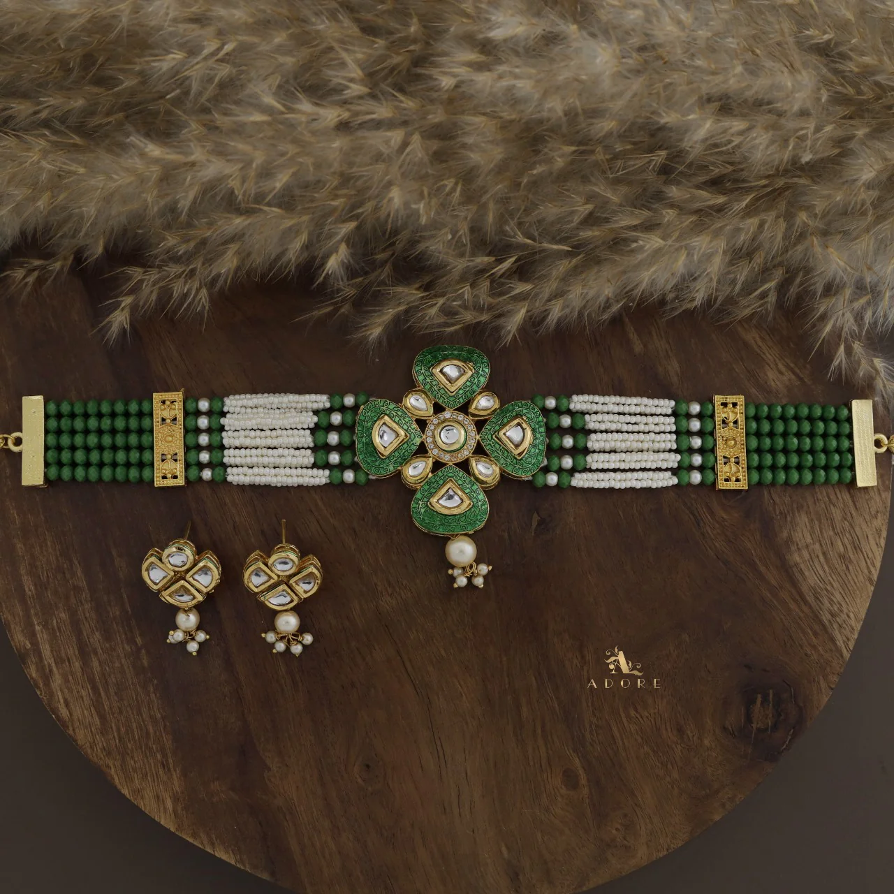 Elvida Kundan Choker With Earring - Image 3