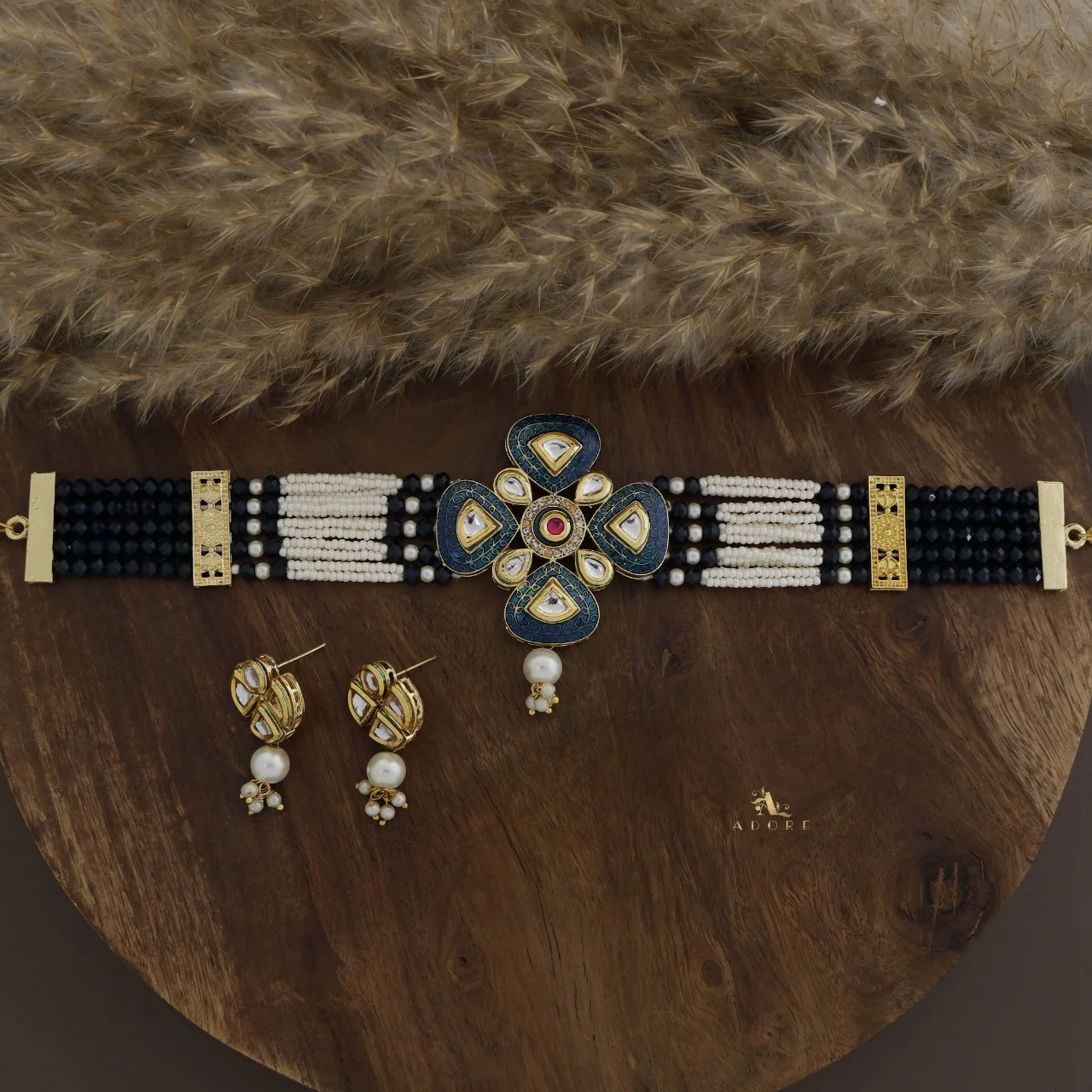 Elvida Kundan Choker With Earring - Image 5