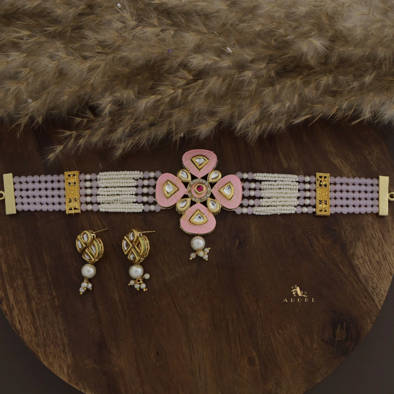 Elvida Kundan Choker With Earring - Image 6