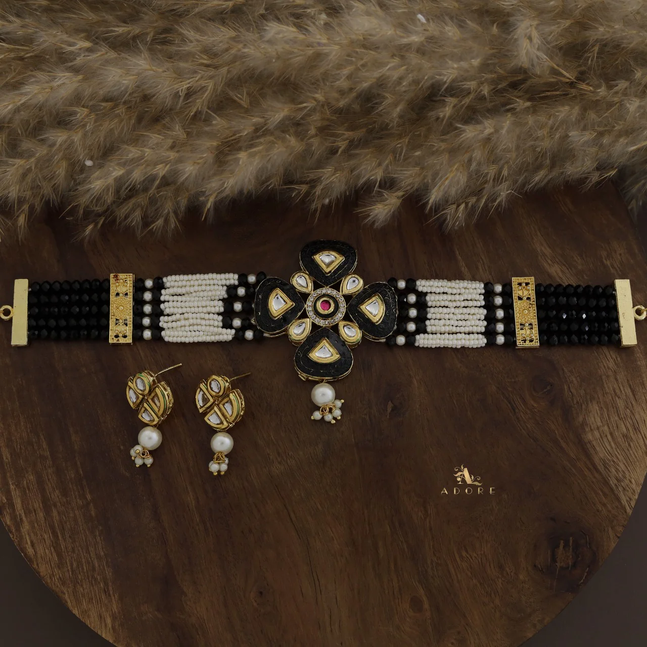 Elvida Kundan Choker With Earring - Image 7