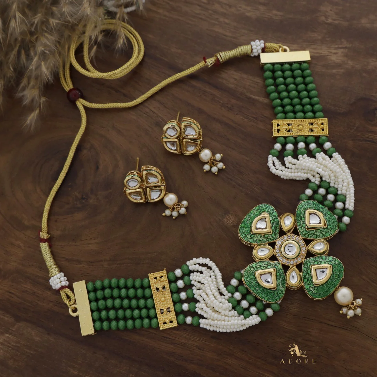 Elvida Kundan Choker With Earring - Image 9