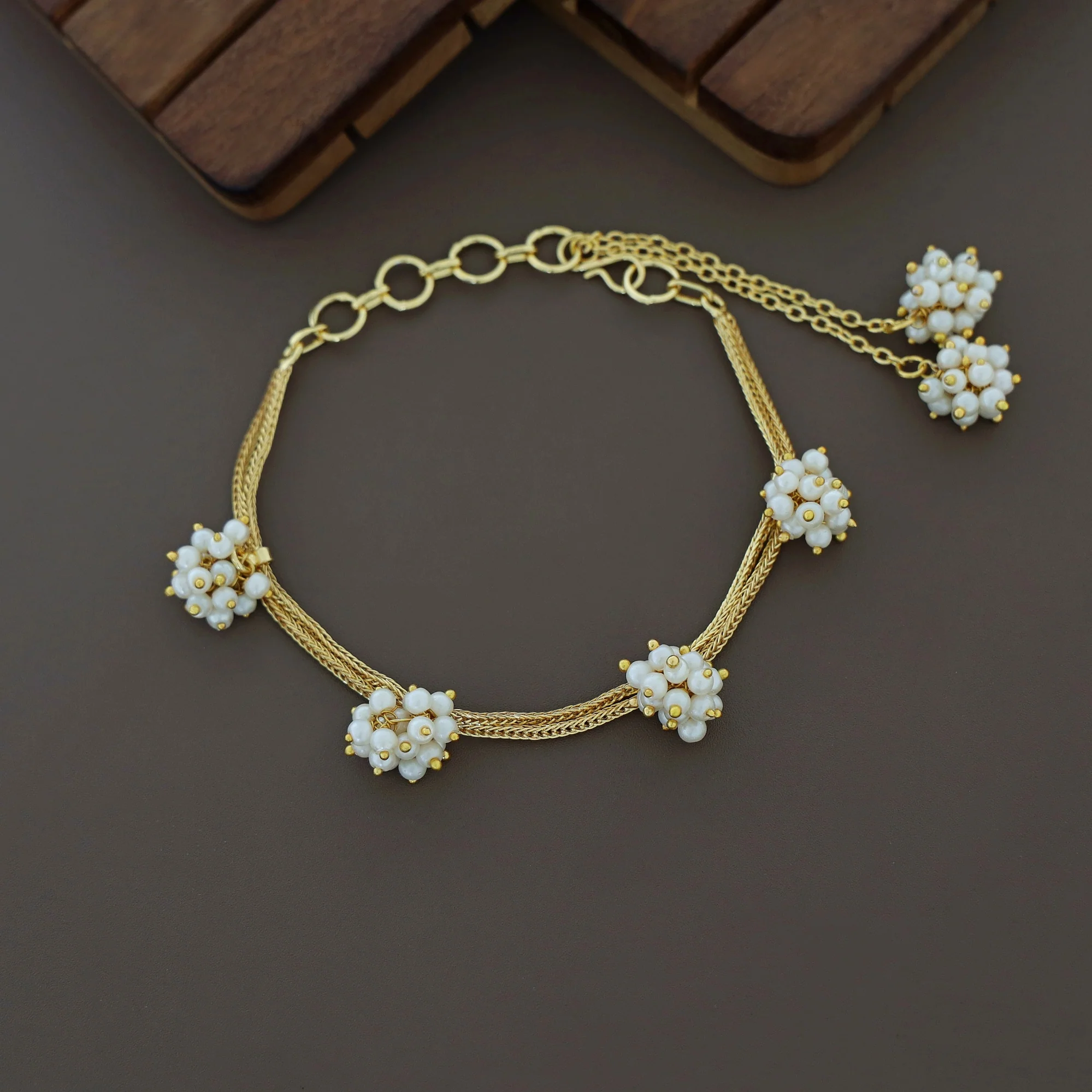 Betsy Golden Cluster Pearl Bracelet - Image 2