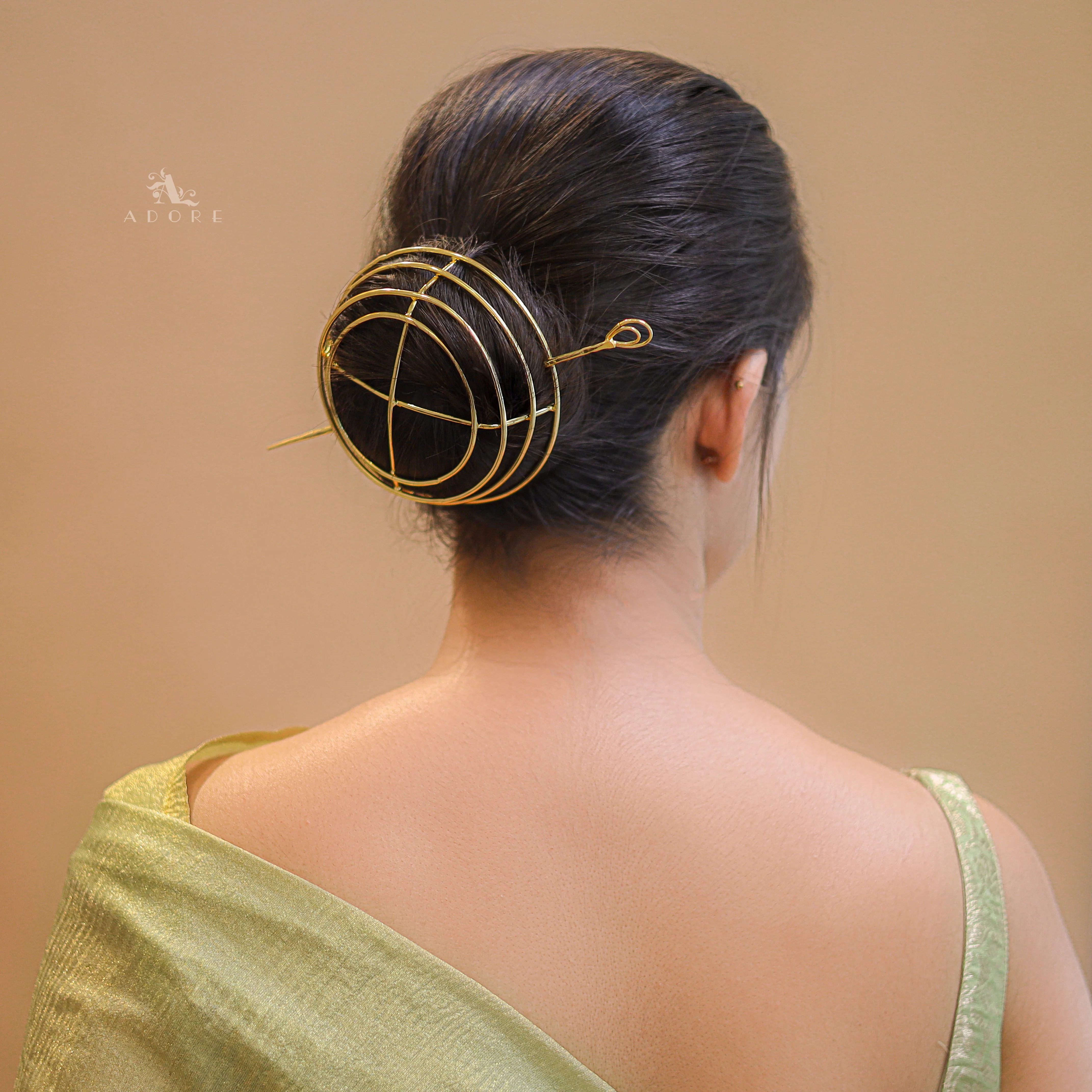 Emerie Golden Hair Bun Cage With Stick - Image 5