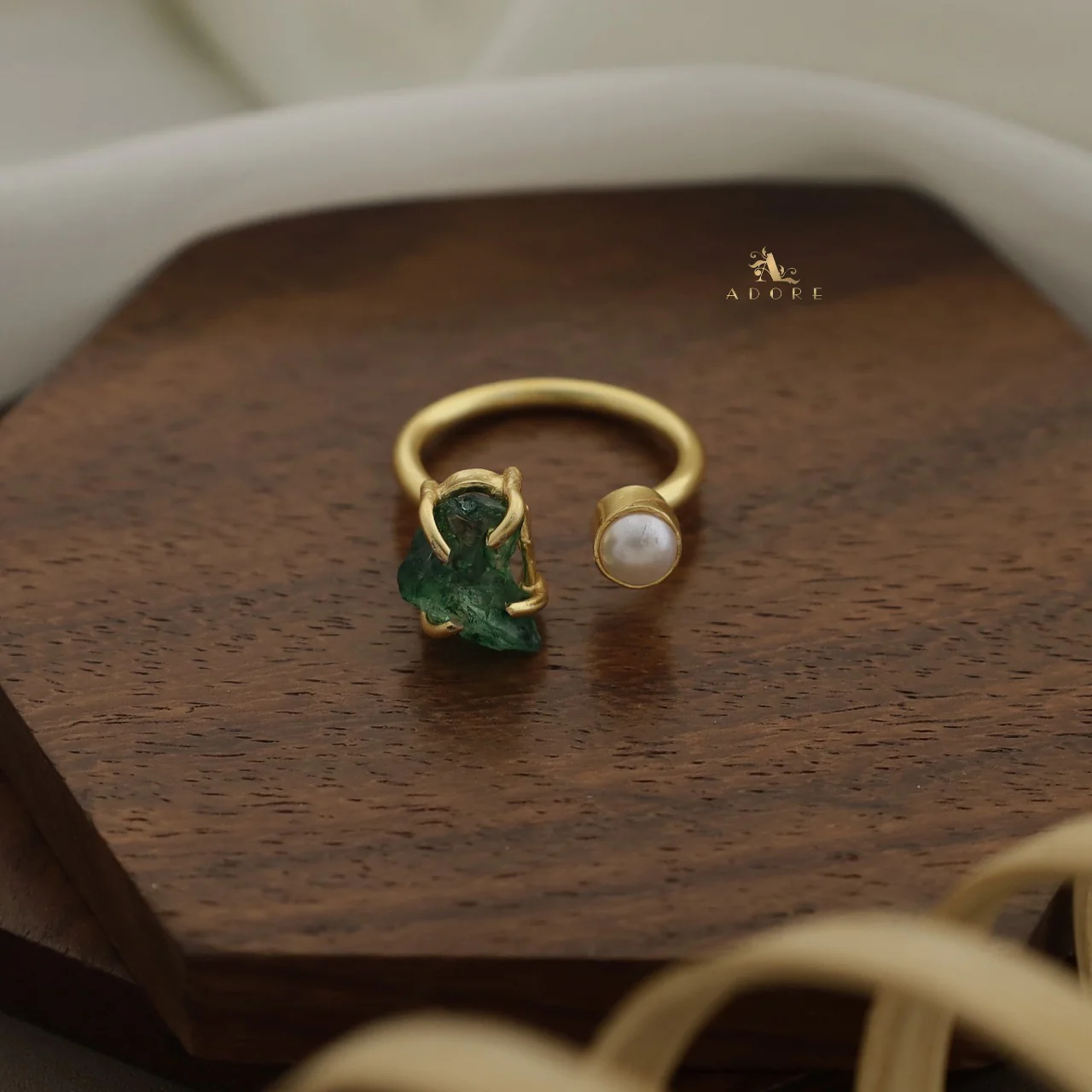 Ena Dyed Stone Plus Mini Pearl Ring - Image 15