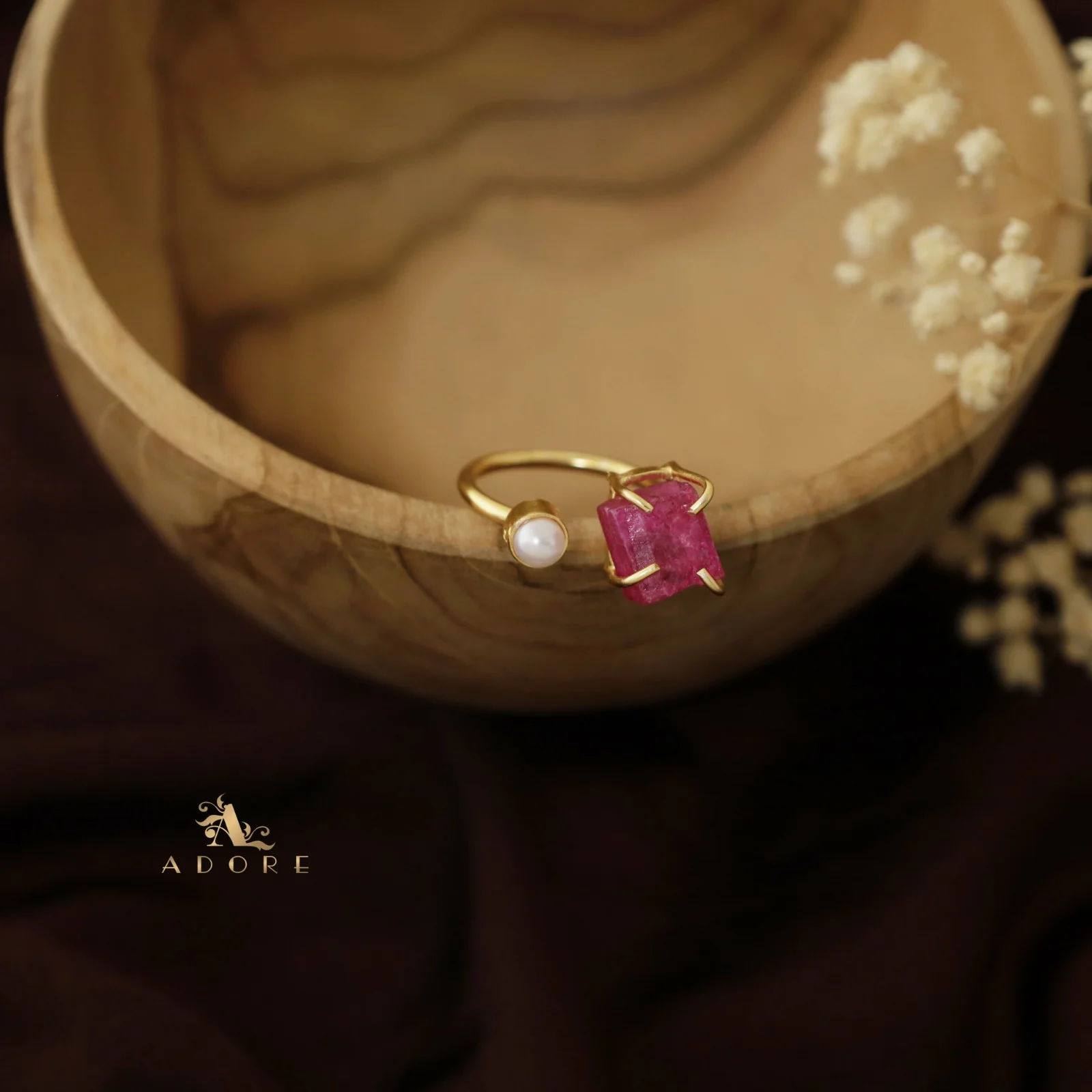 Ena Dyed Stone Plus Mini Pearl Ring - Image 21