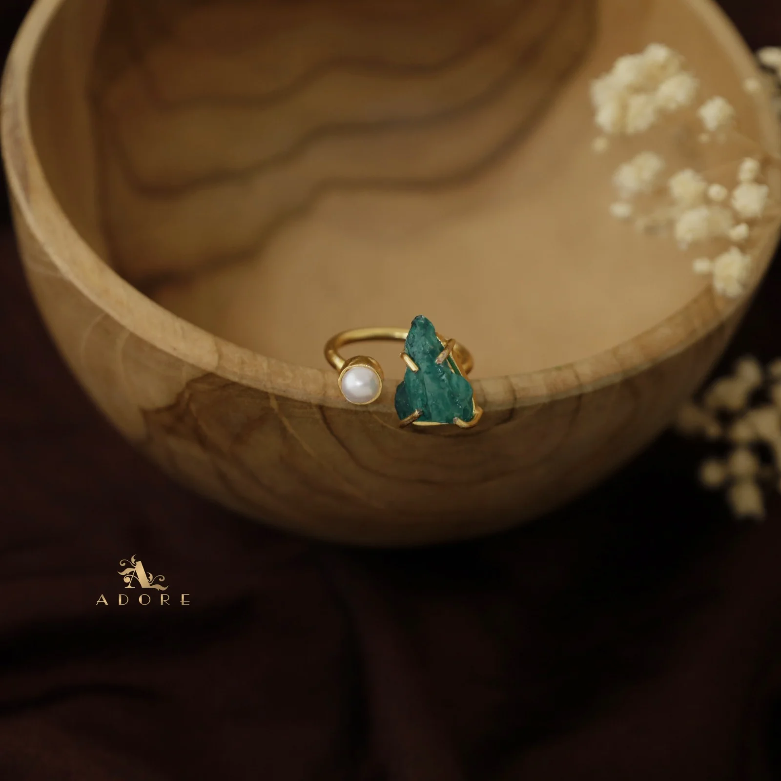 Ena Dyed Stone Plus Mini Pearl Ring - Image 22