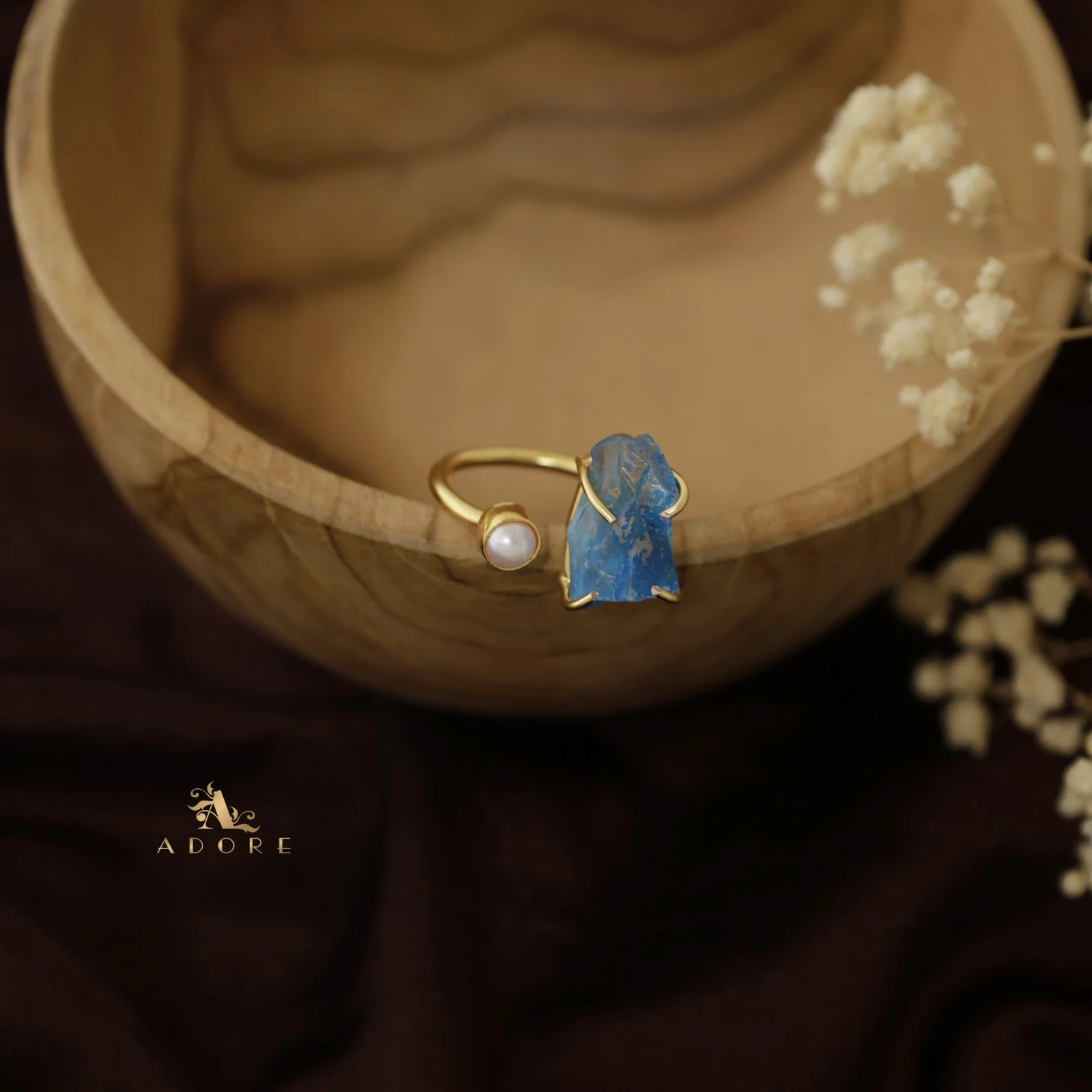 Ena Dyed Stone Plus Mini Pearl Ring - Image 23
