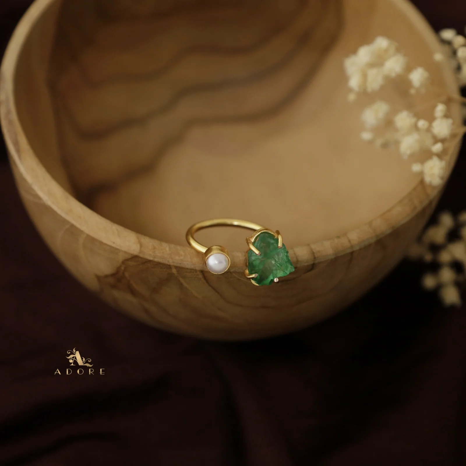 Ena Dyed Stone Plus Mini Pearl Ring - Image 4