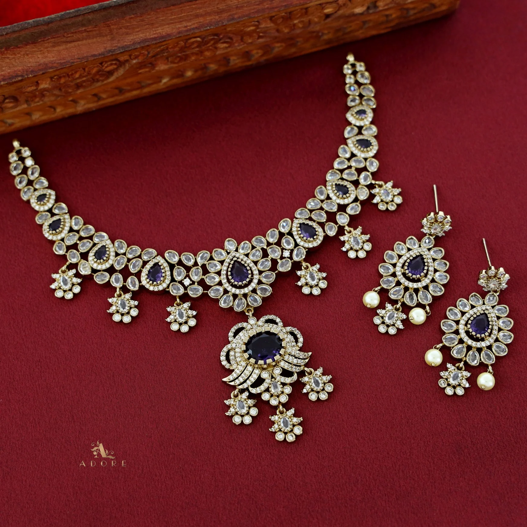 Eryna AD Stone Neckpiece With Earring - Image 4