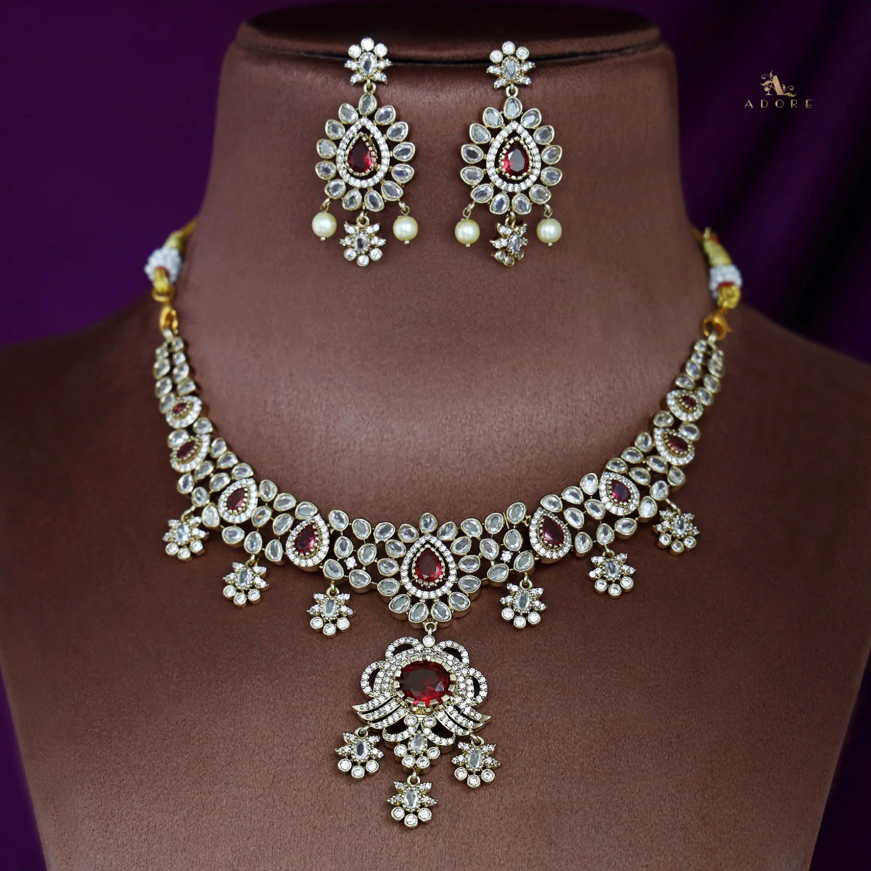 Eryna AD Stone Neckpiece With Earring - Image 5