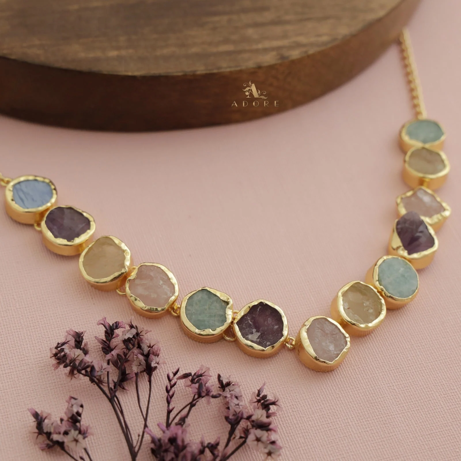 Esme Round Raw Stone Choker / Short Neckpiece - Image 10