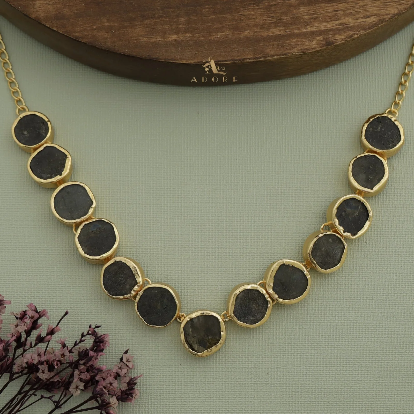 Esme Round Raw Stone Choker / Short Neckpiece - Image 2