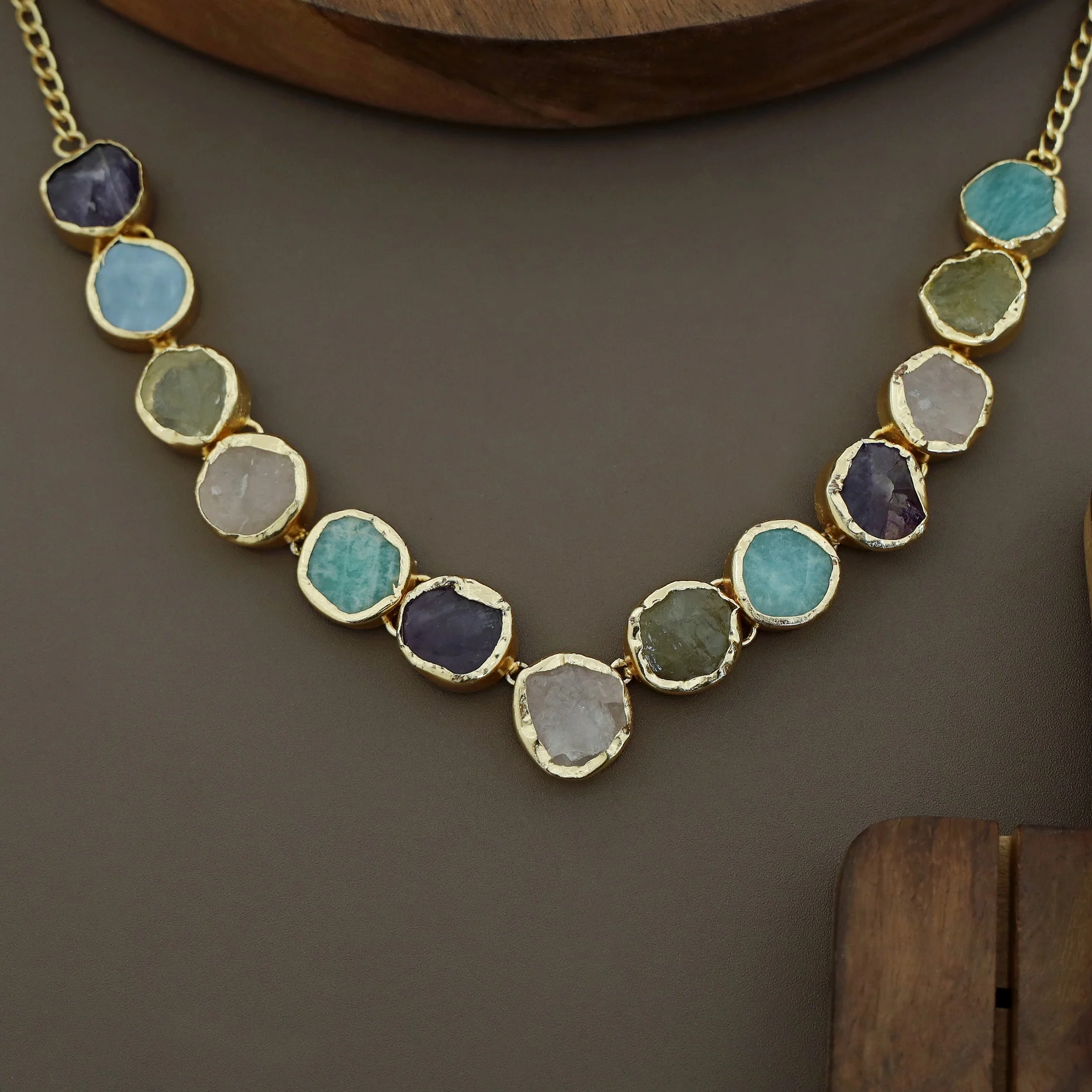 Esme Round Raw Stone Choker / Short Neckpiece - Image 3