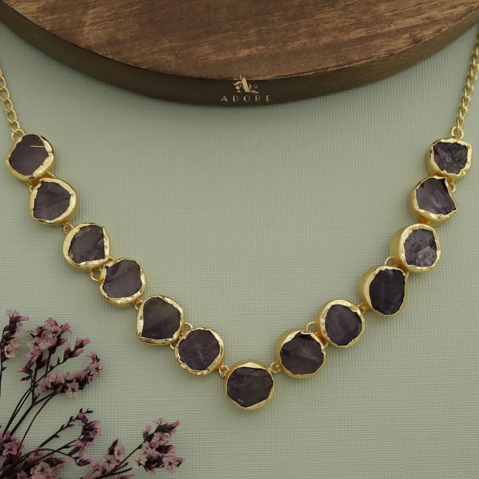 Esme Round Raw Stone Choker / Short Neckpiece - Image 4