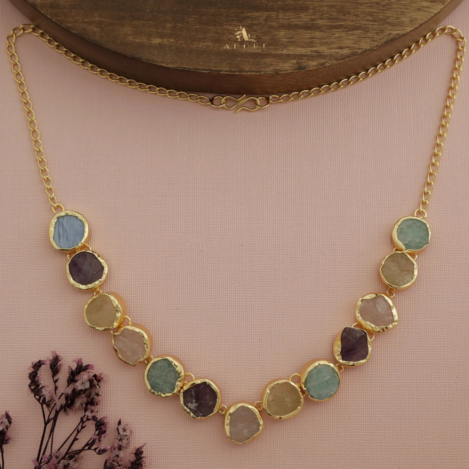 Esme Round Raw Stone Choker / Short Neckpiece - Image 8