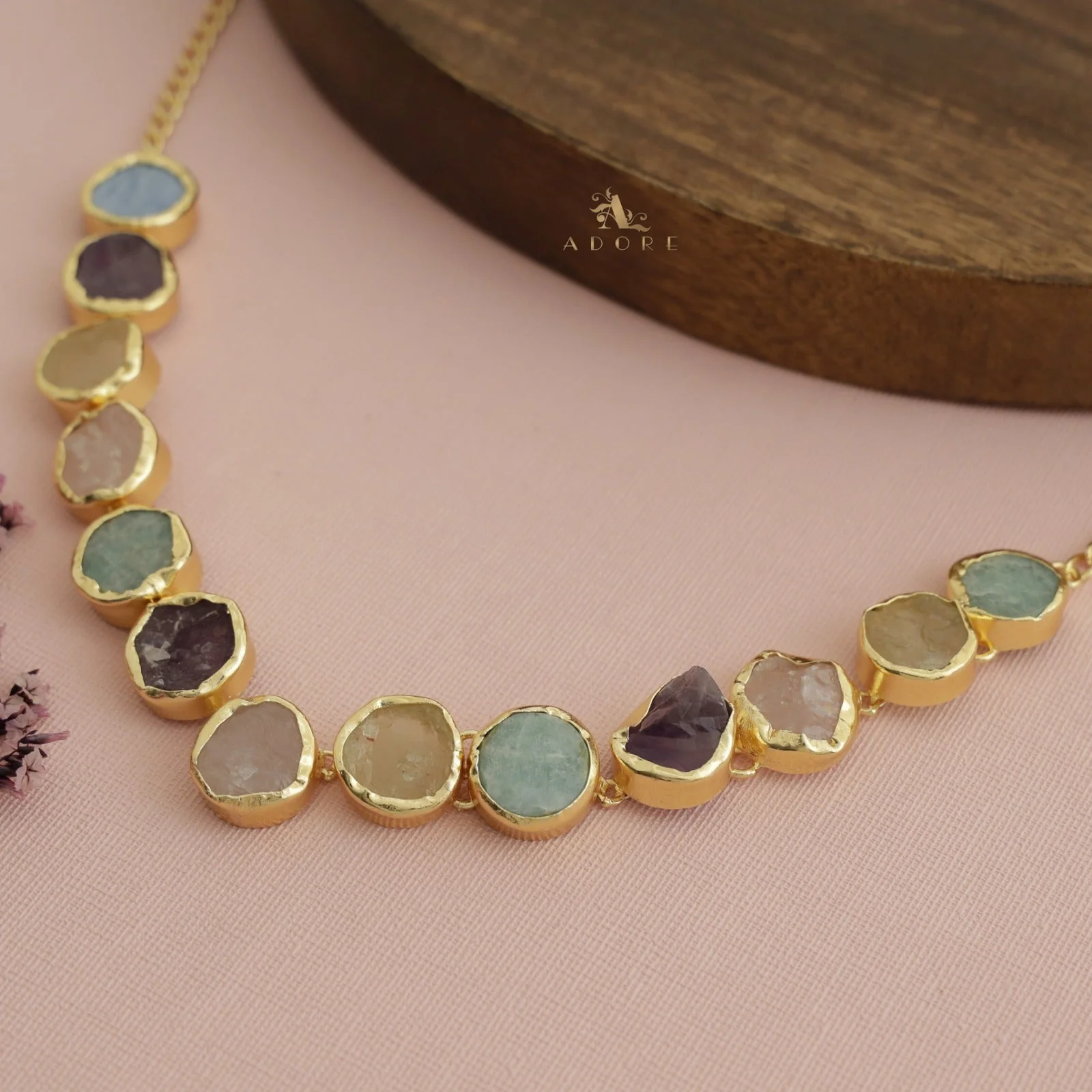 Esme Round Raw Stone Choker / Short Neckpiece - Image 9