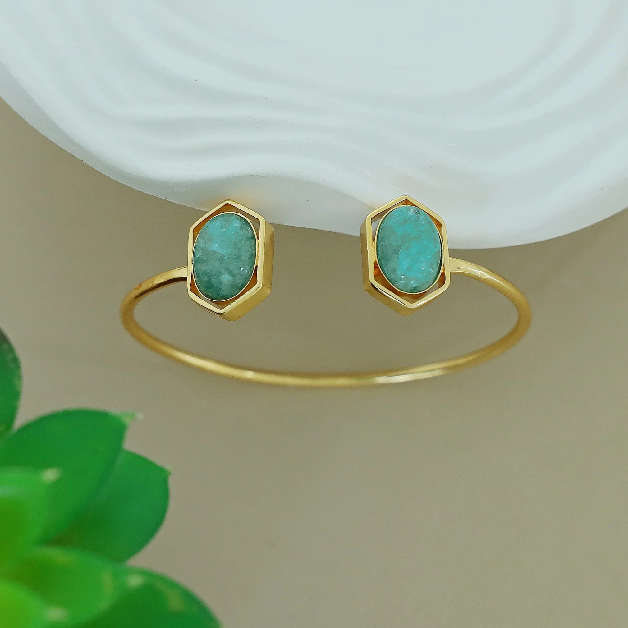 Everlee Dual Oval Gemstone Bangle - Image 10