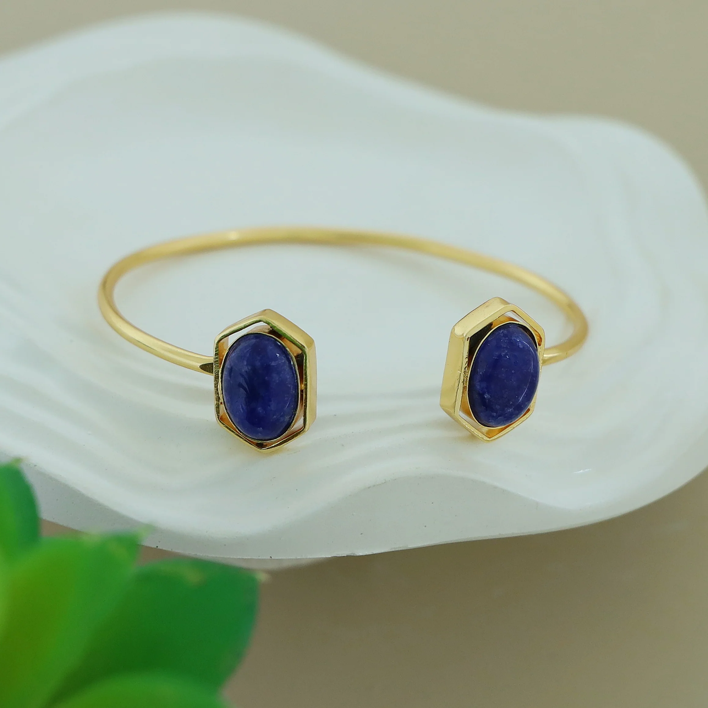 Everlee Dual Oval Gemstone Bangle - Image 2