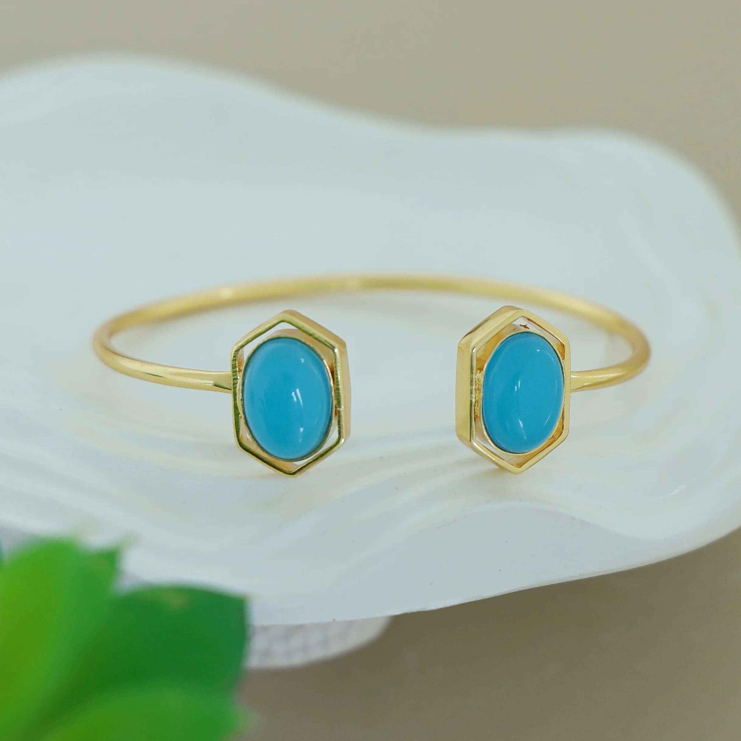 Everlee Dual Oval Gemstone Bangle - Image 5