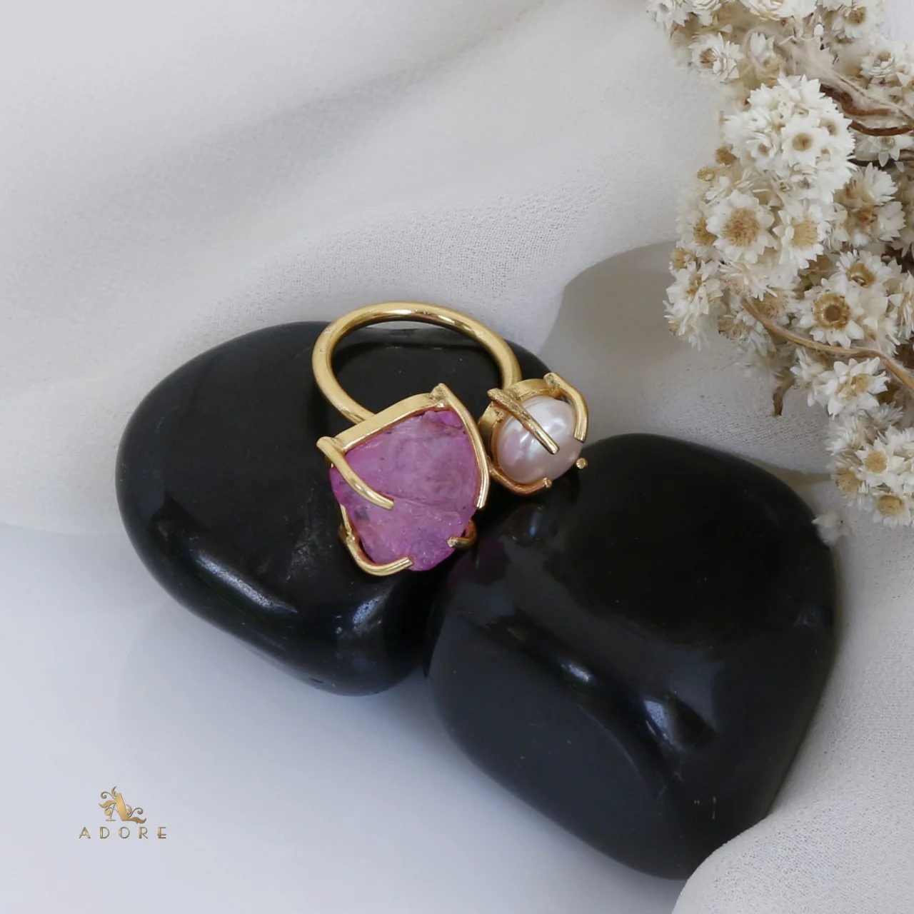 Eza Dyed Stone Plus Pearl Ring - Image 12