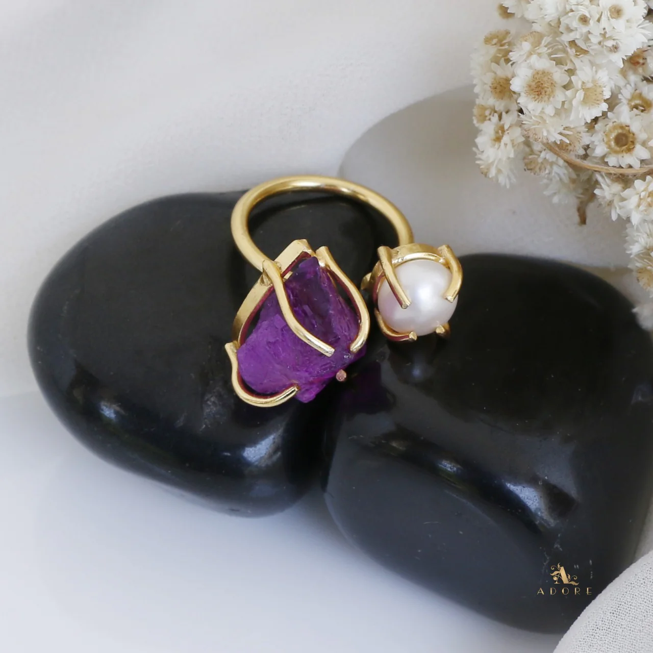 Eza Dyed Stone Plus Pearl Ring - Image 13