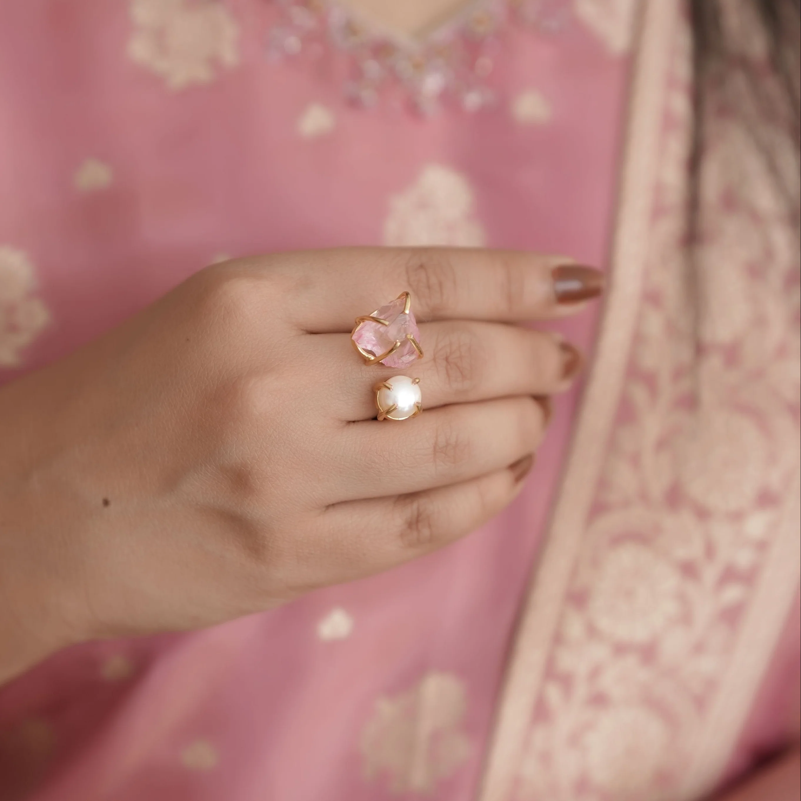 Eza Dyed Stone Plus Pearl Ring - Image 6