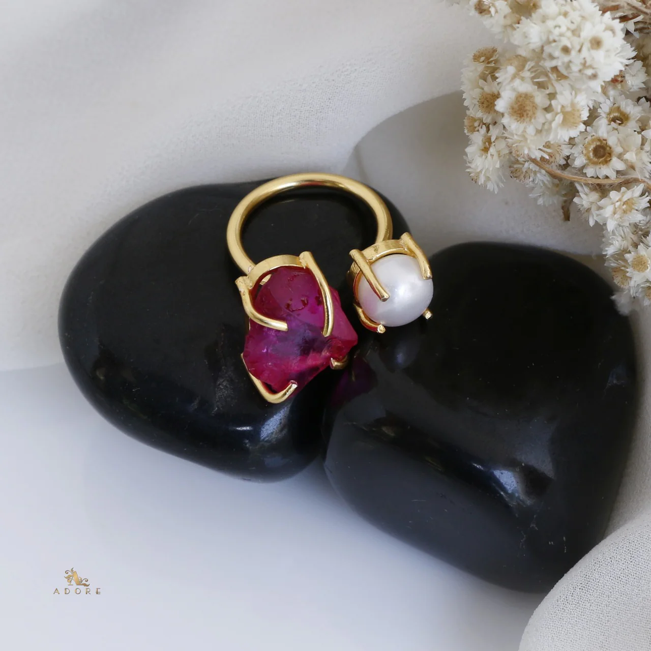 Eza Dyed Stone Plus Pearl Ring - Image 7