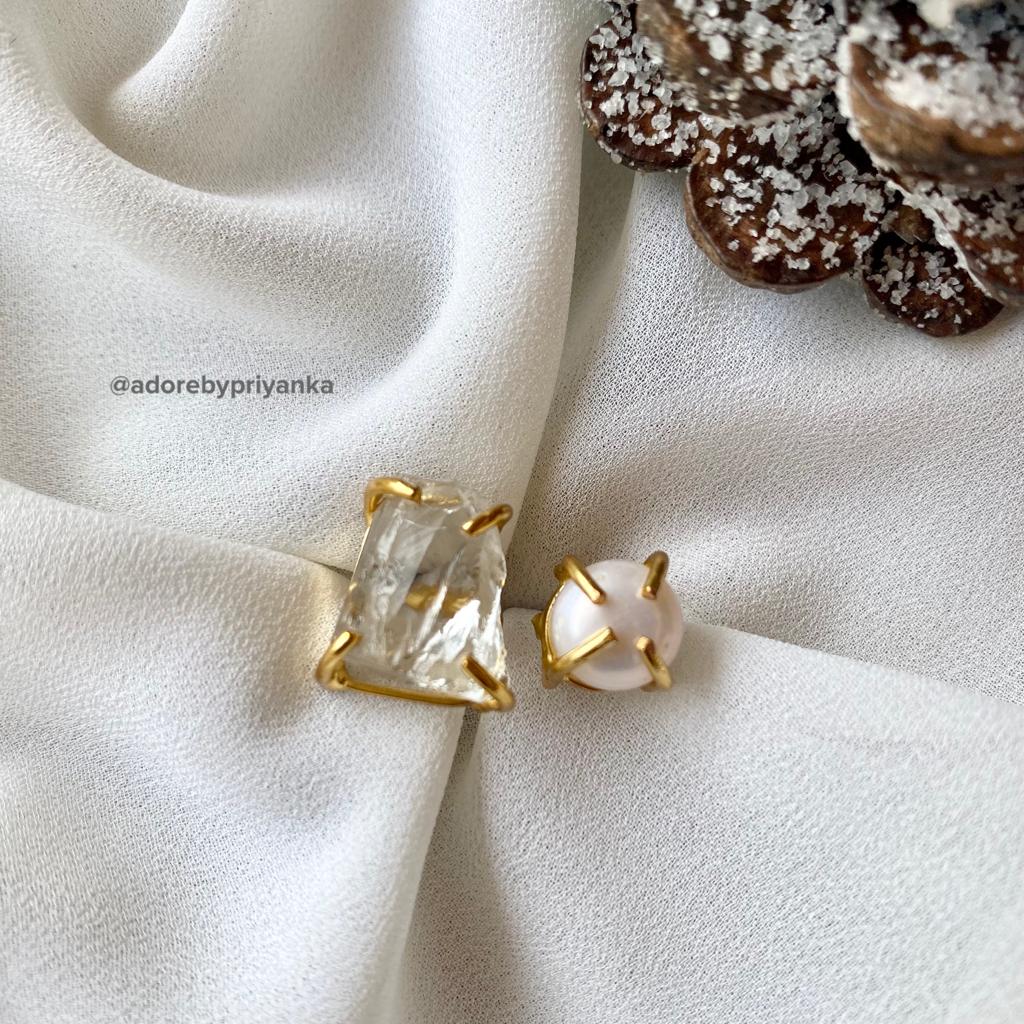 Eza Raw Stone Plus Pearl Ring (Colour Option) - Image 10
