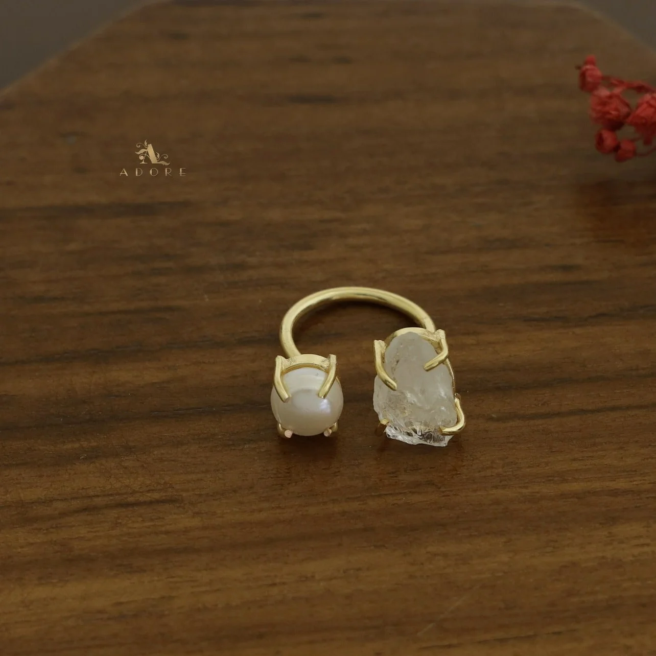 Eza Raw Stone Plus Pearl Ring (Colour Option) - Image 12