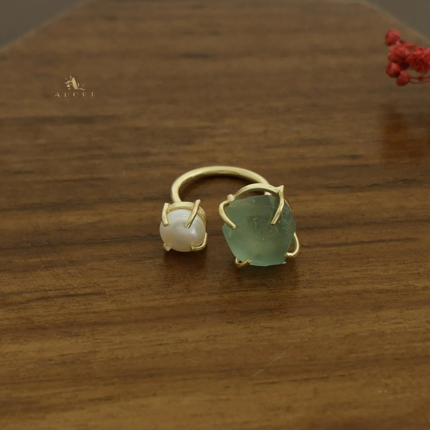 Eza Raw Stone Plus Pearl Ring (Colour Option) - Image 14