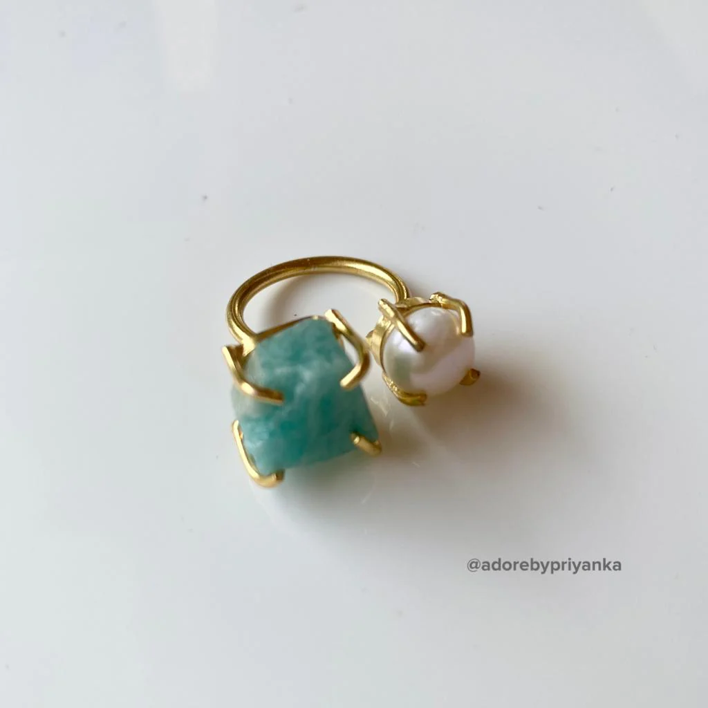 Eza Raw Stone Plus Pearl Ring (Colour Option) - Image 6