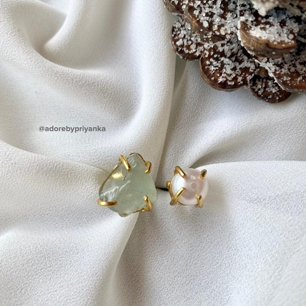 Eza Raw Stone Plus Pearl Ring (Colour Option) - Image 7