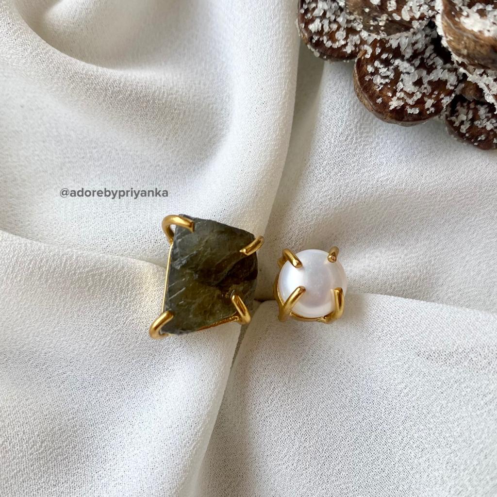 Eza Raw Stone Plus Pearl Ring (Colour Option) - Image 8