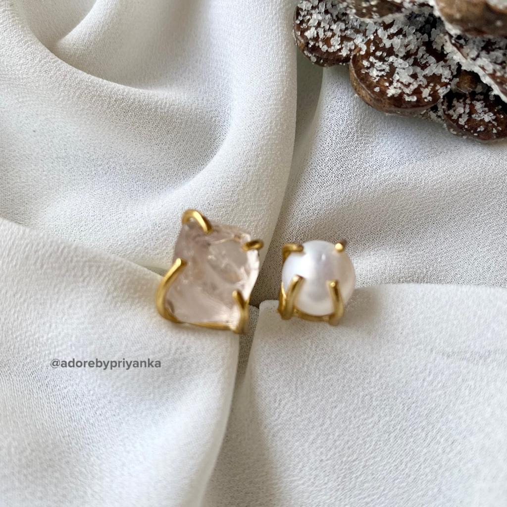 Eza Raw Stone Plus Pearl Ring (Colour Option) - Image 9