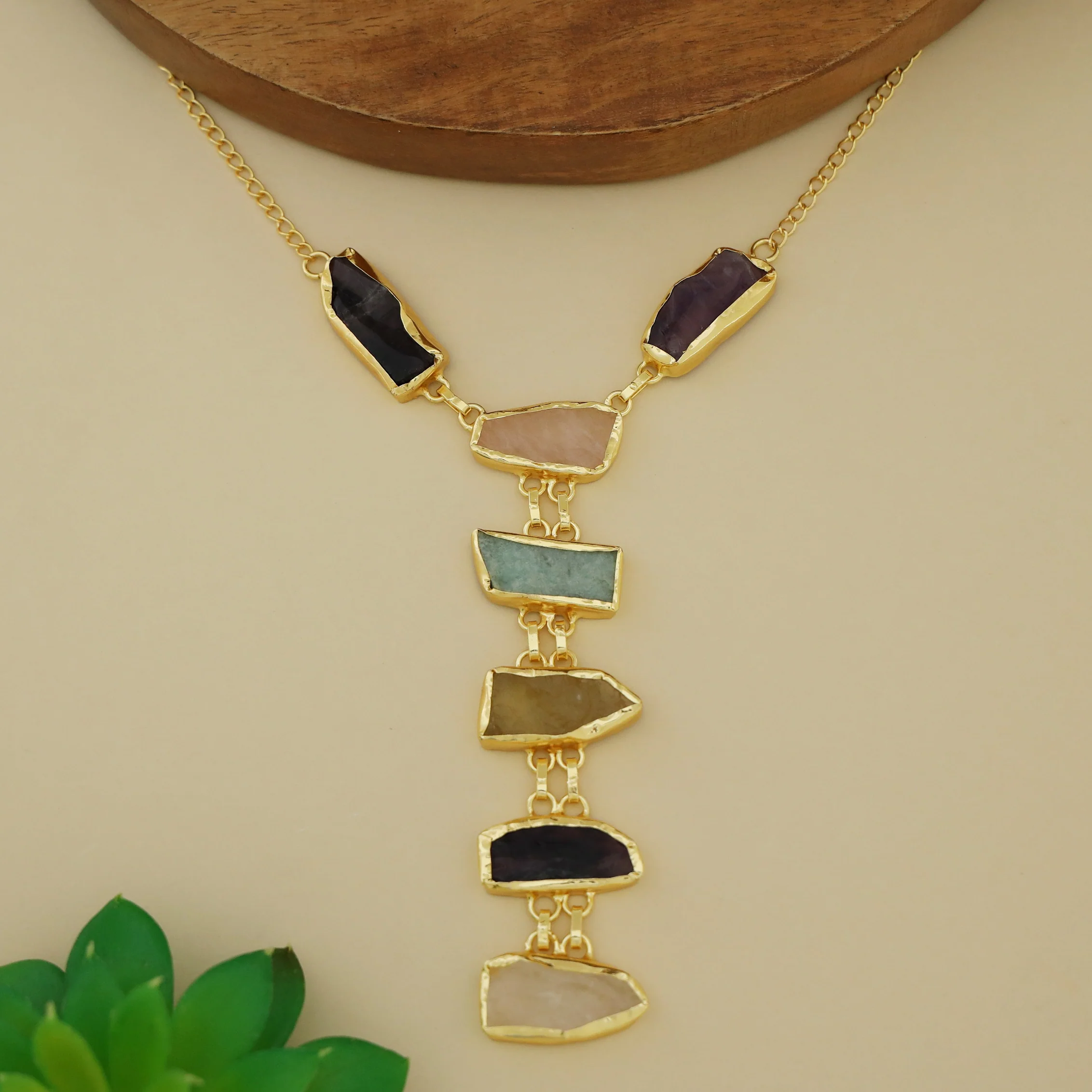 Fable Multicolour Raw Stone Neckpiece - Image 2