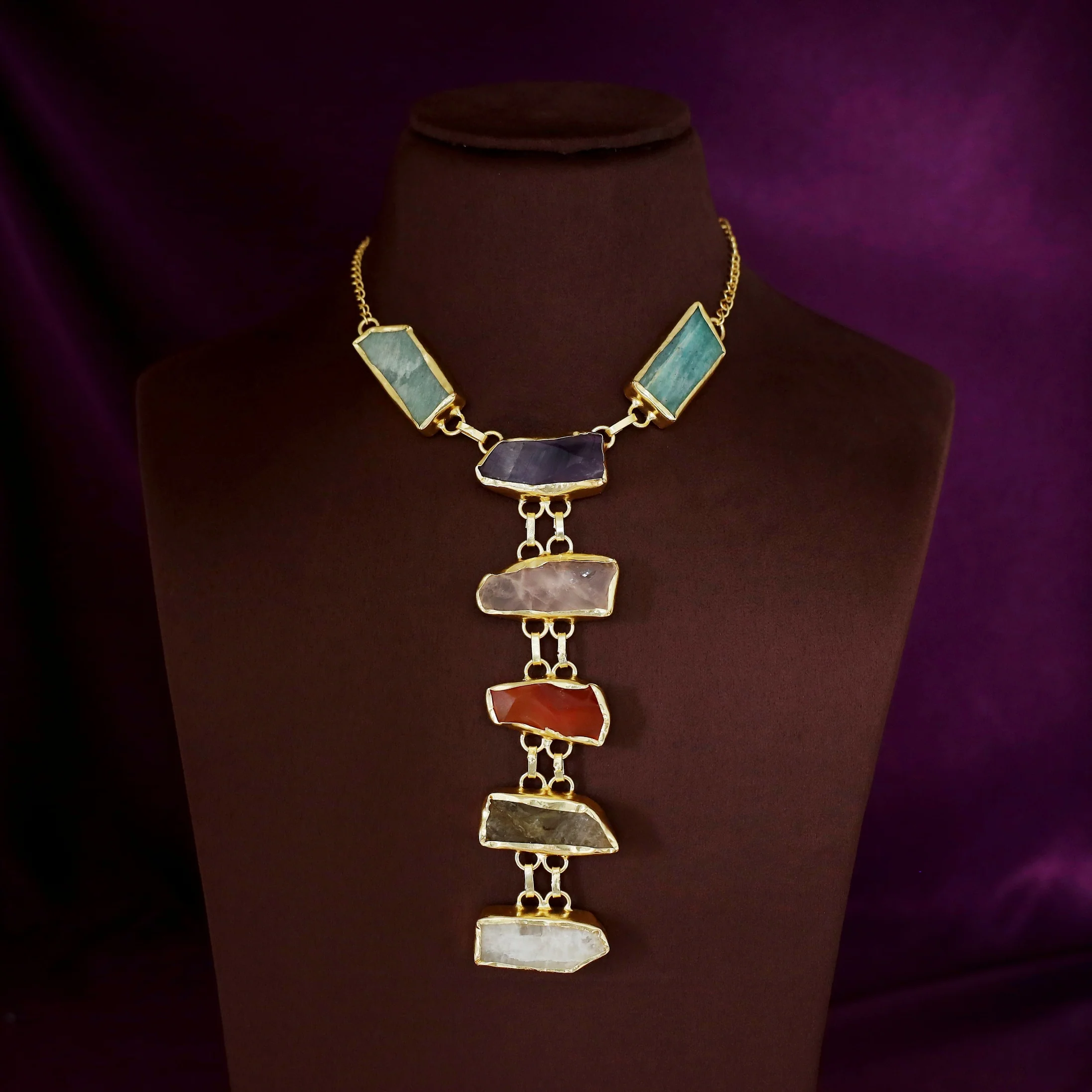 Fable Multicolour Raw Stone Neckpiece - Image 3