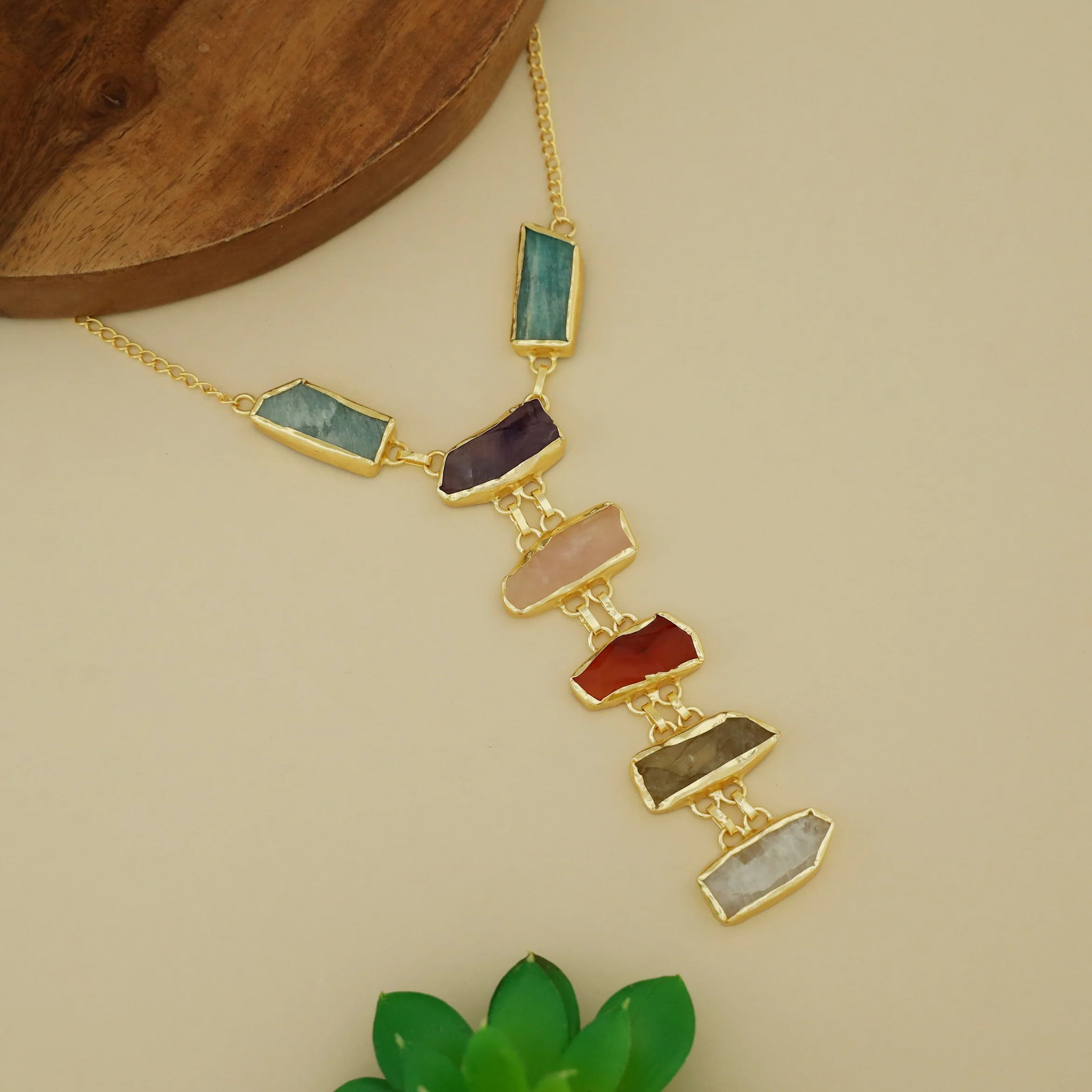 Fable Multicolour Raw Stone Neckpiece - Image 4