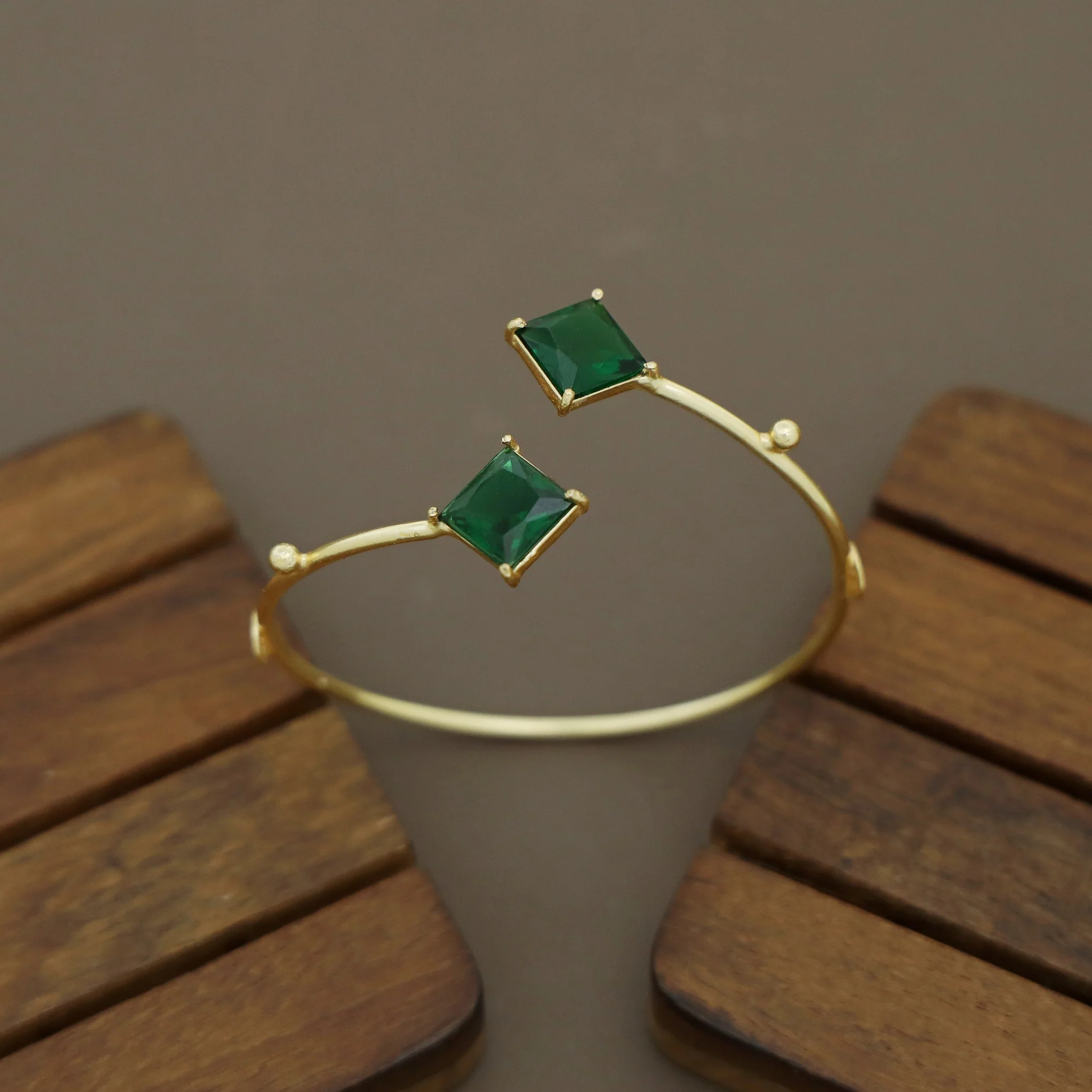 Falisa Dual Diamond Golden Ball + Circle Bangle - Image 2