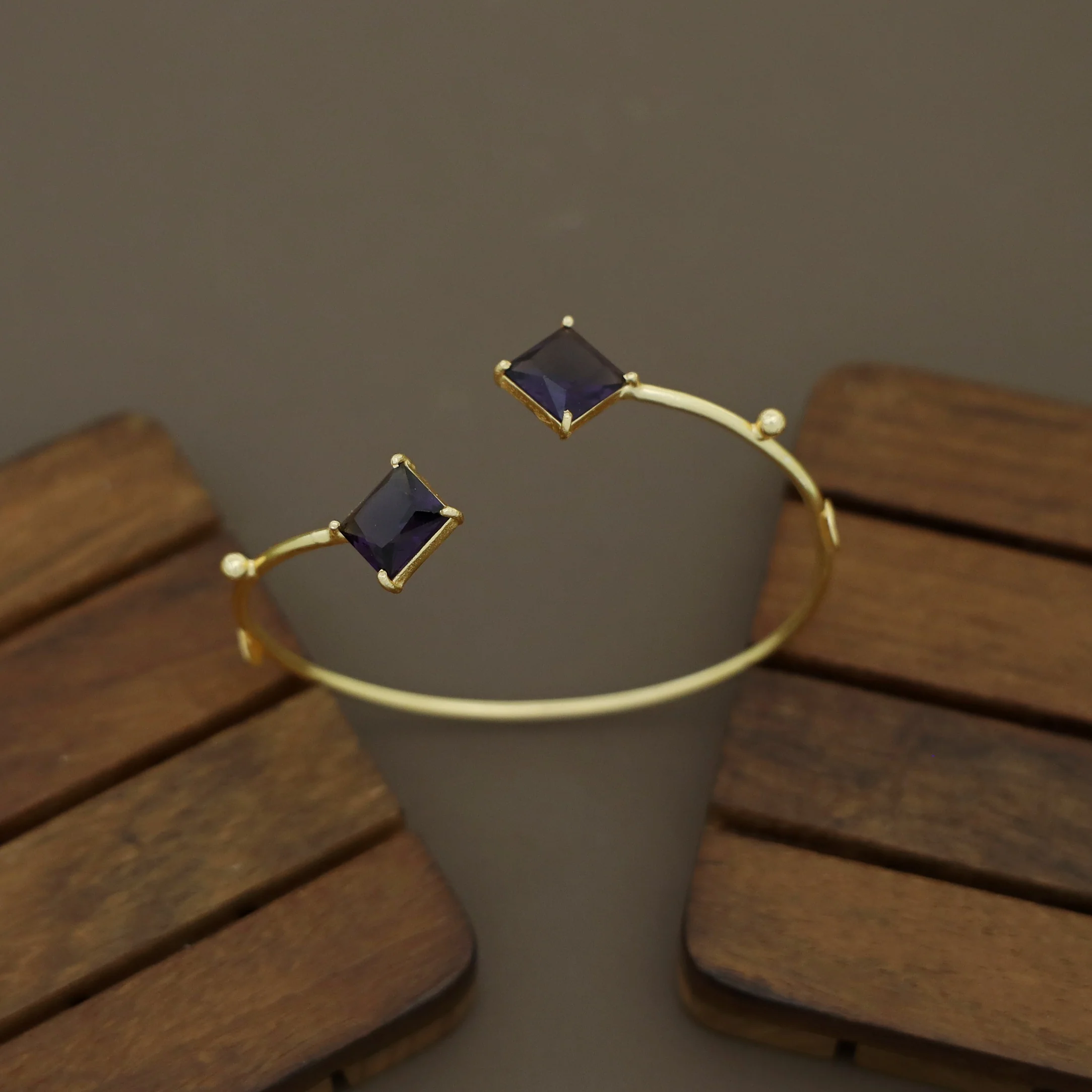 Falisa Dual Diamond Golden Ball + Circle Bangle - Image 3