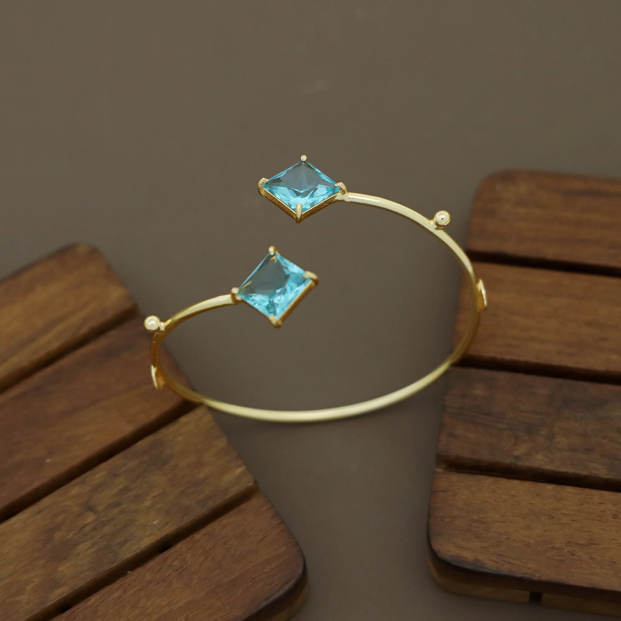 Falisa Dual Diamond Golden Ball + Circle Bangle - Image 4