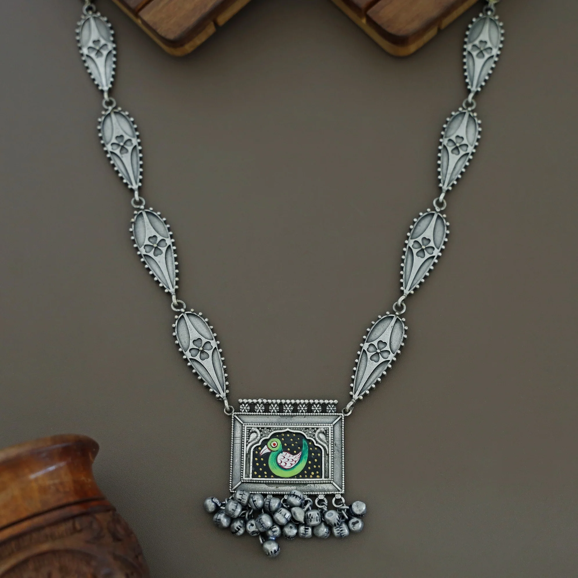 Fariha Antique Hand Painted Ghungroo  Neckpiece - Image 3