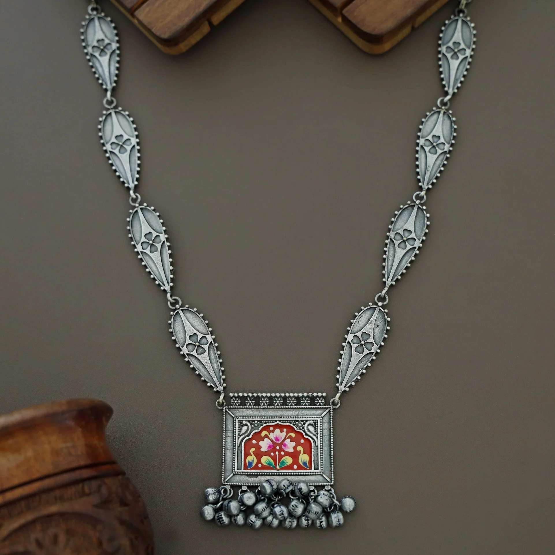 Fariha Antique Hand Painted Ghungroo  Neckpiece - Image 4